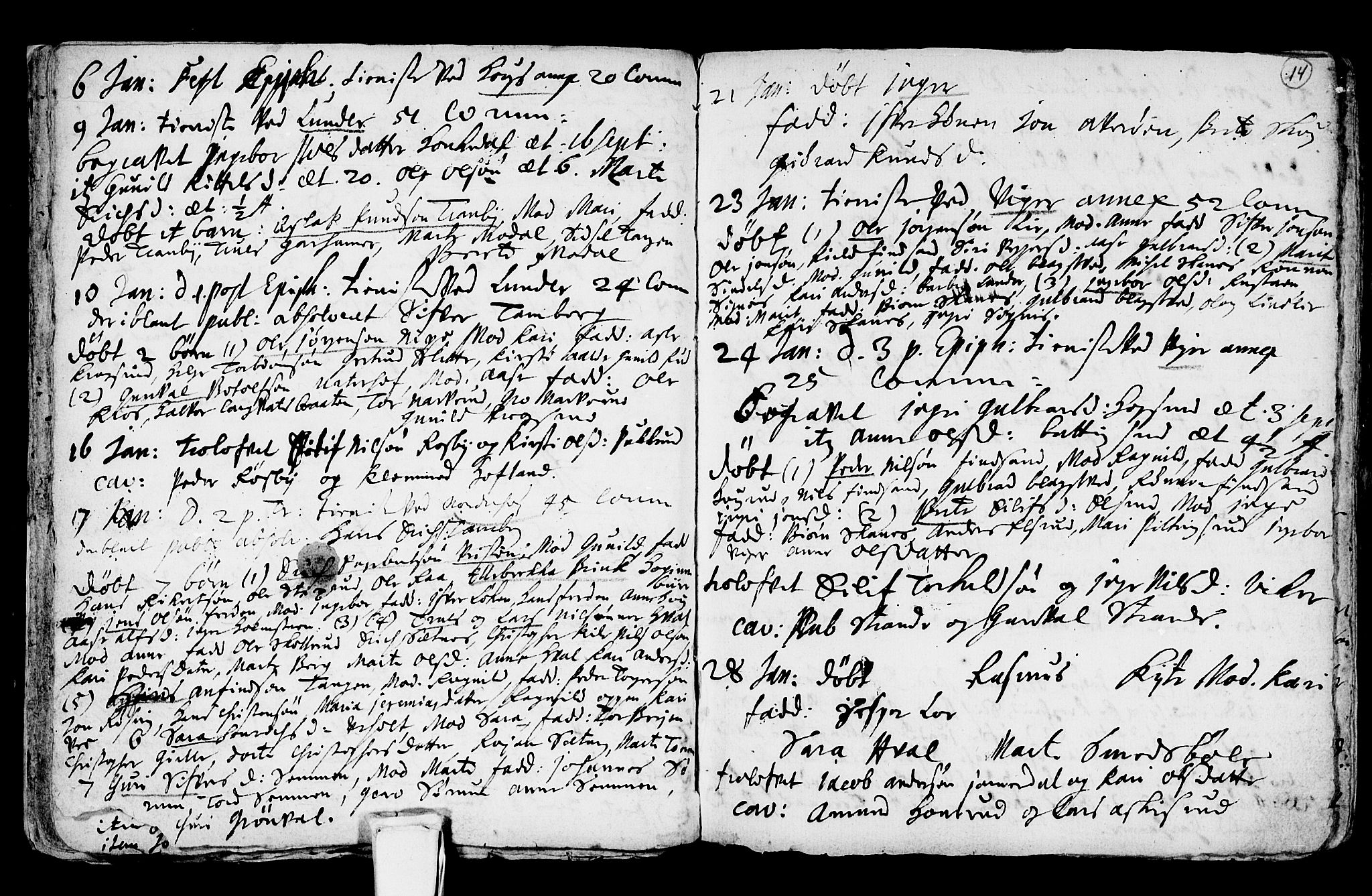 Norderhov kirkebøker, AV/SAKO-A-237/F/Fa/L0001: Parish register (official) no. 1, 1704-1716, p. 14