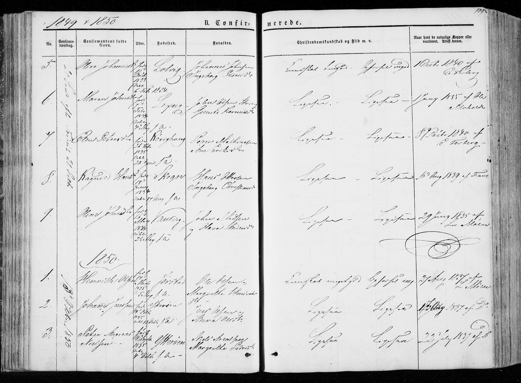 Ministerialprotokoller, klokkerbøker og fødselsregistre - Nord-Trøndelag, SAT/A-1458/722/L0218: Parish register (official) no. 722A05, 1843-1868, p. 109