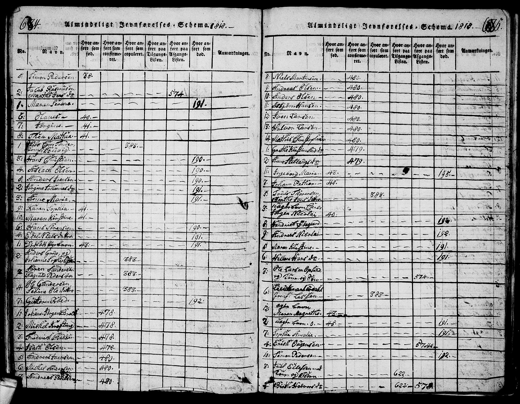 Glemmen prestekontor Kirkebøker, AV/SAO-A-10908/G/Ga/L0001: Parish register (copy) no. 1, 1816-1838, p. 684-685