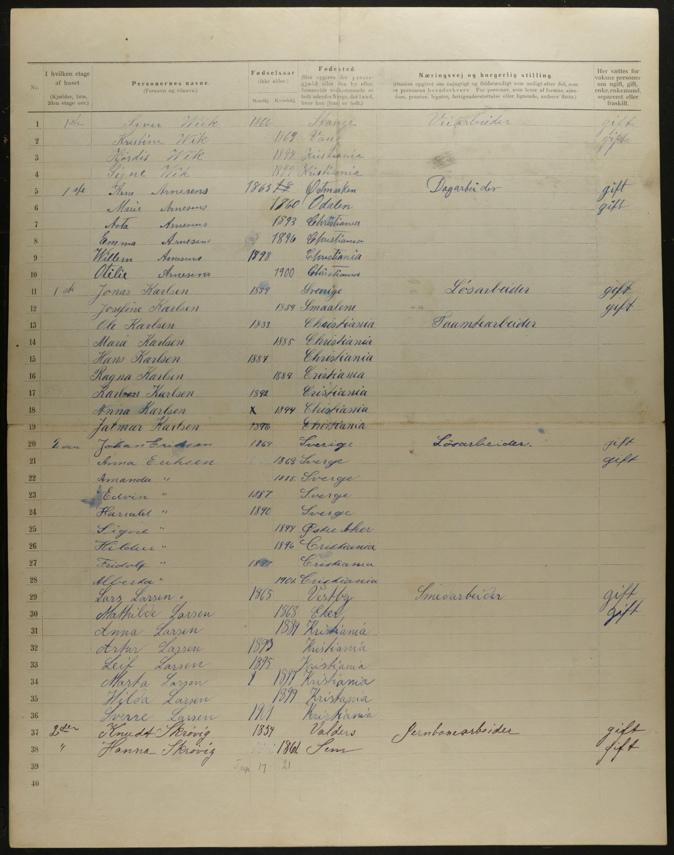 OBA, Municipal Census 1901 for Kristiania, 1901, p. 11613