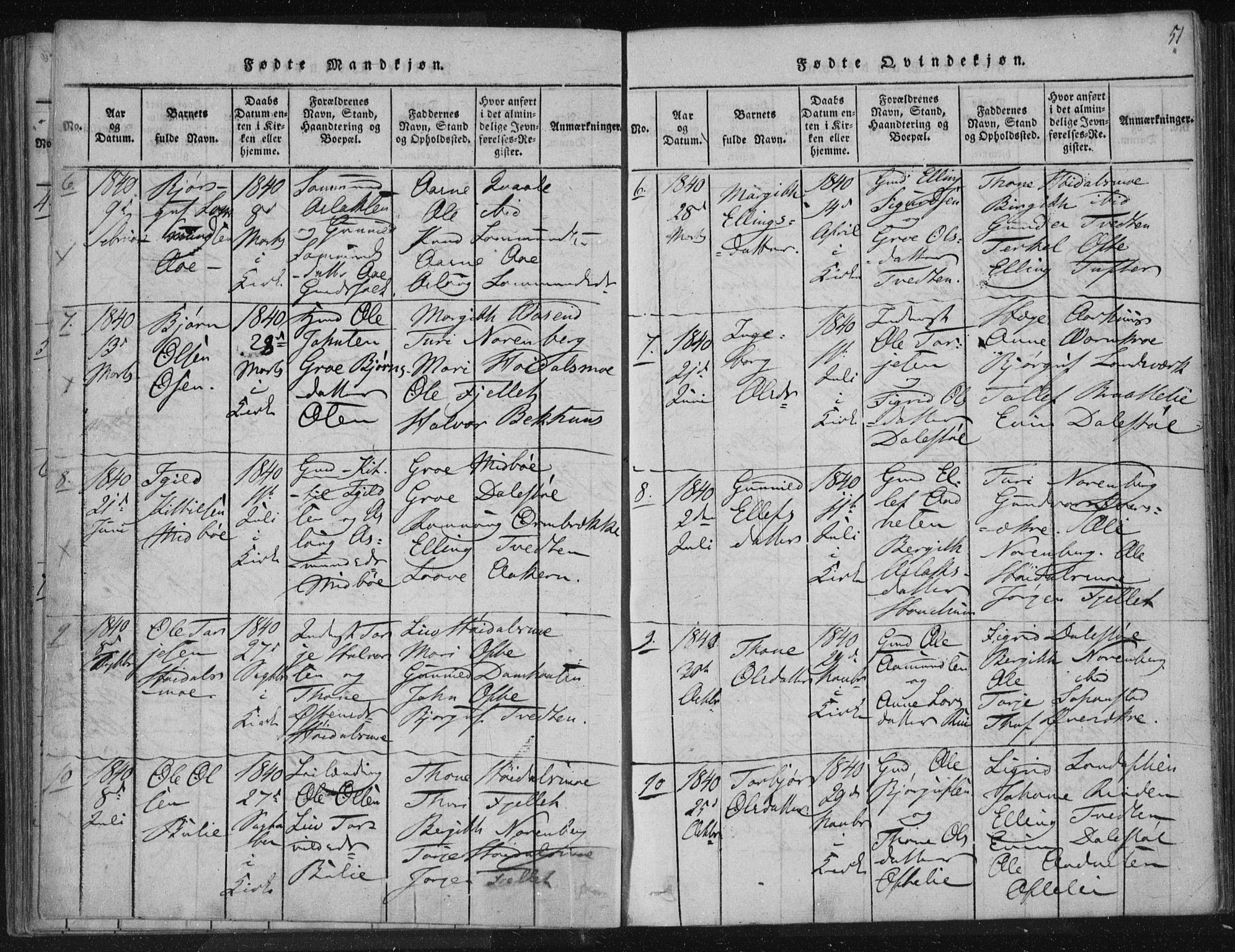 Lårdal kirkebøker, SAKO/A-284/F/Fc/L0001: Parish register (official) no. III 1, 1815-1860, p. 51