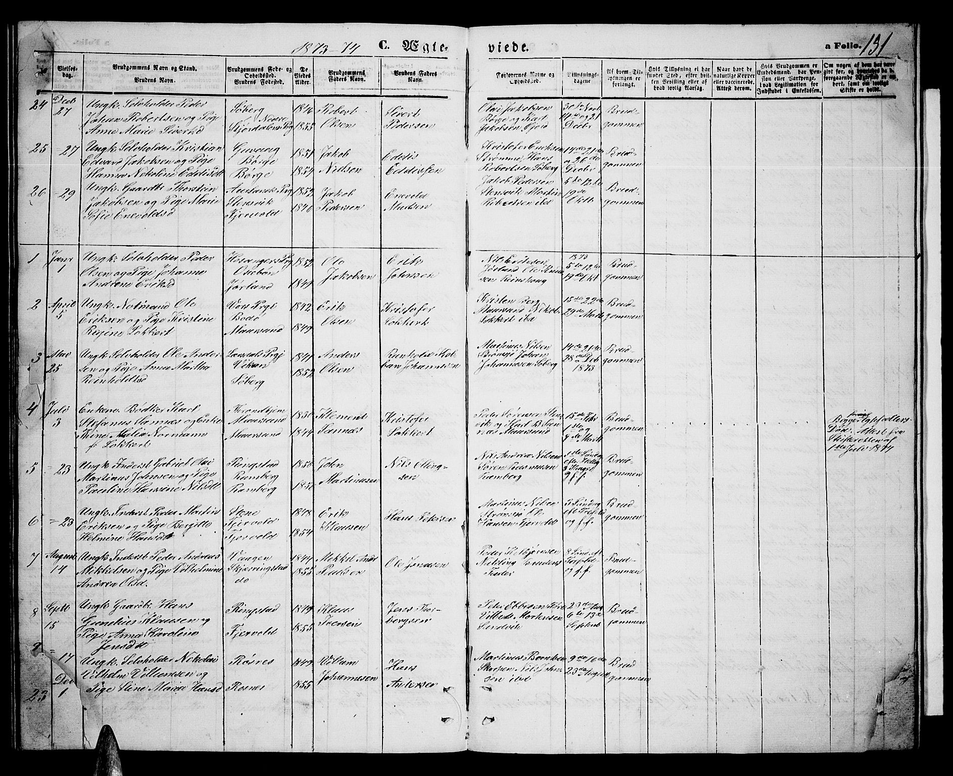 Ministerialprotokoller, klokkerbøker og fødselsregistre - Nordland, AV/SAT-A-1459/891/L1314: Parish register (copy) no. 891C03, 1870-1885, p. 151