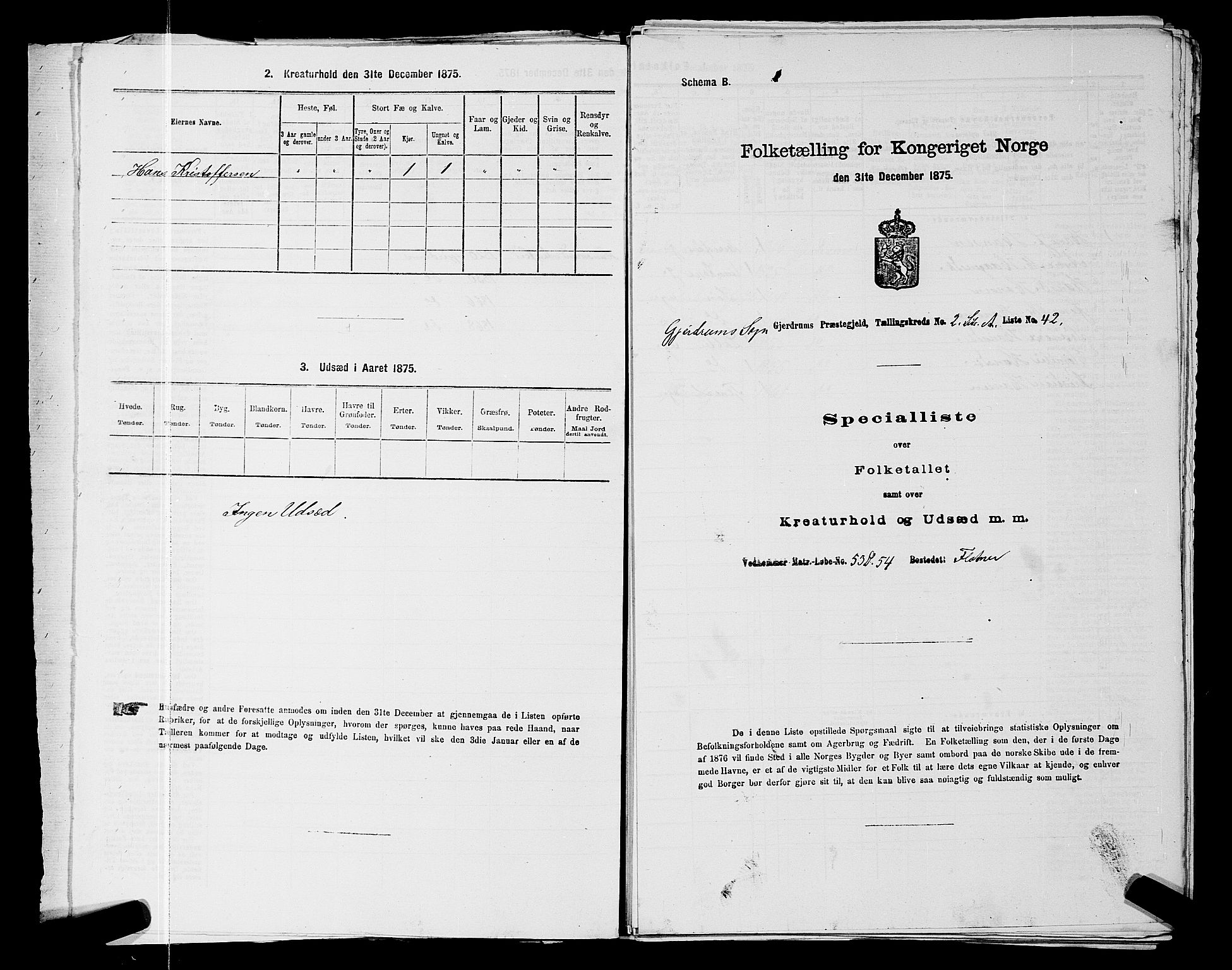 RA, 1875 census for 0234P Gjerdrum, 1875, p. 162