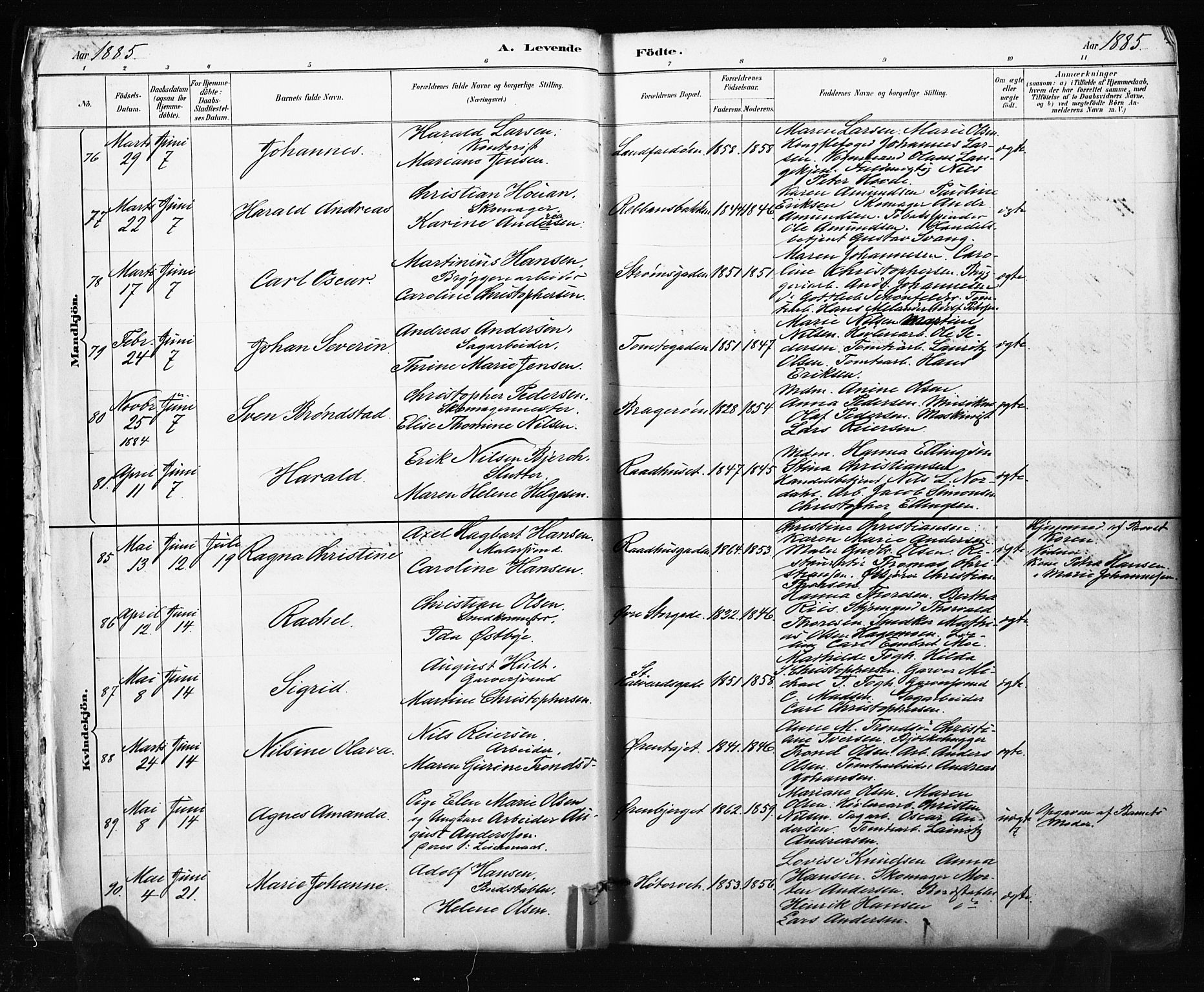 Bragernes kirkebøker, SAKO/A-6/F/Fb/L0007: Parish register (official) no. II 7, 1885-1893, p. 4