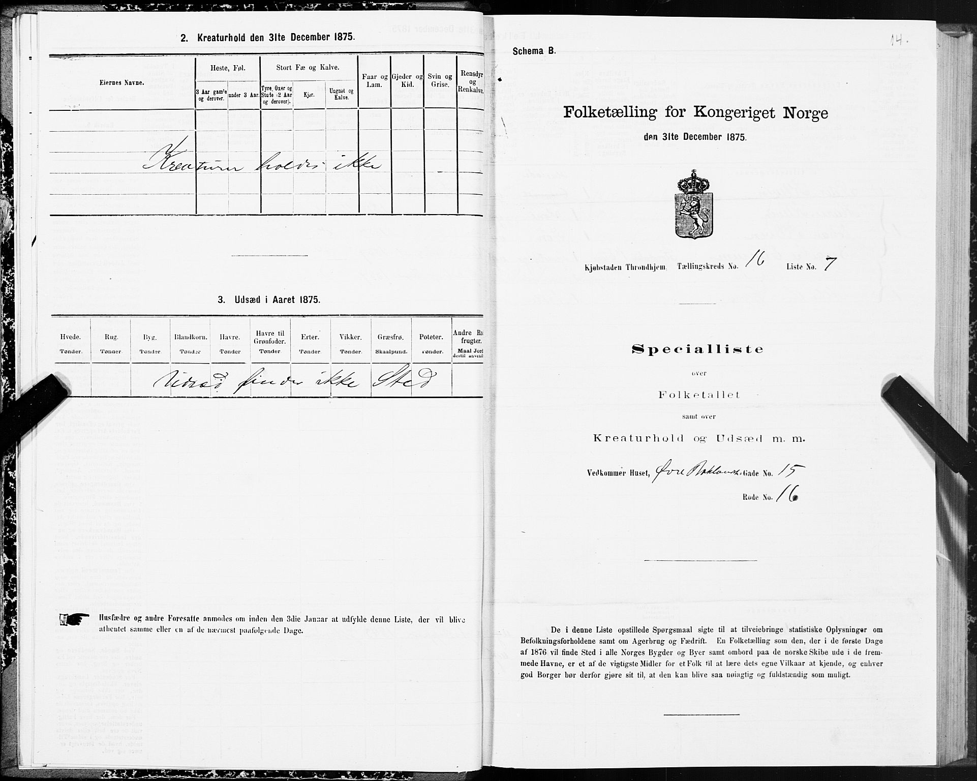 SAT, 1875 census for 1601 Trondheim, 1875, p. 9014