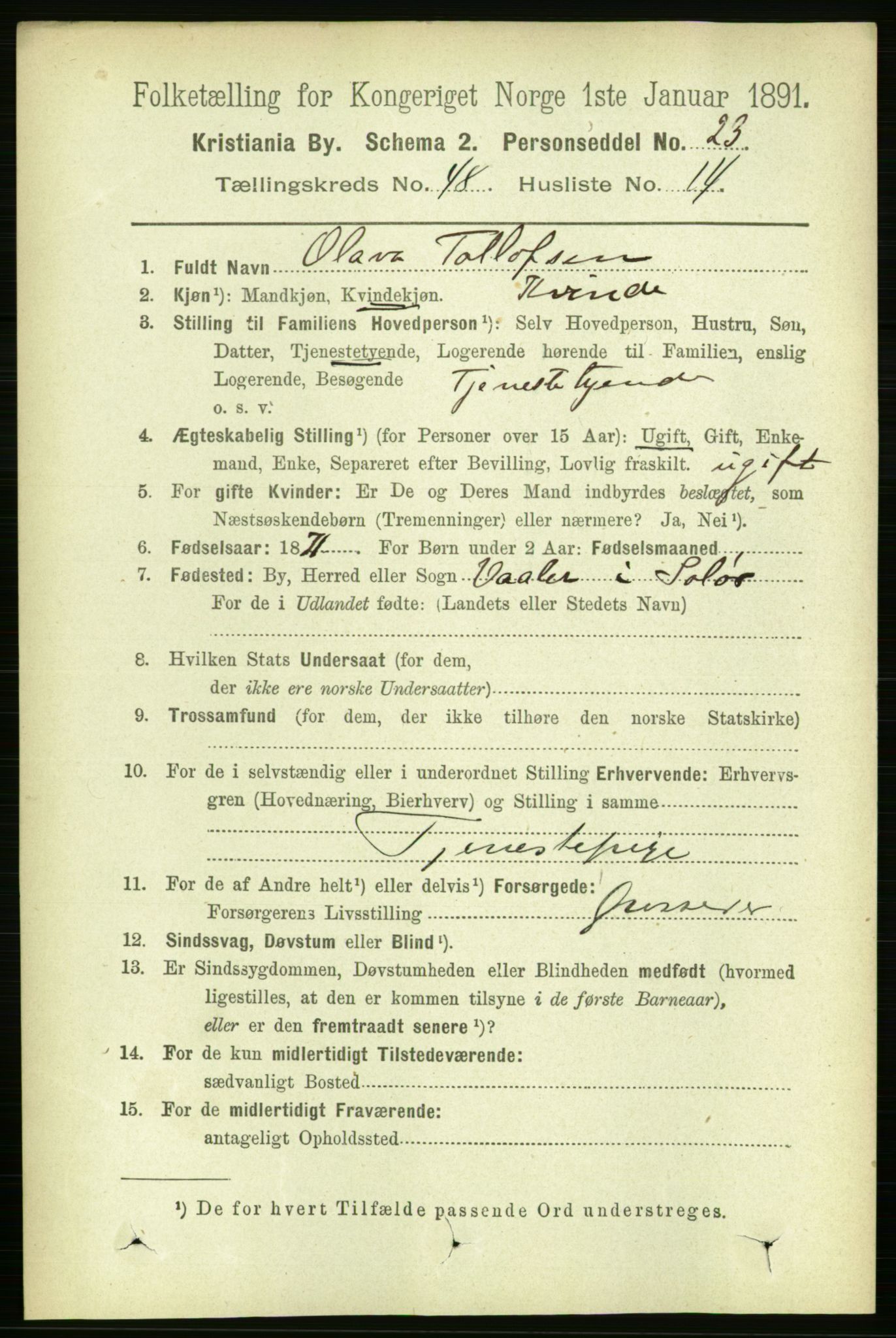 RA, 1891 census for 0301 Kristiania, 1891, p. 28462