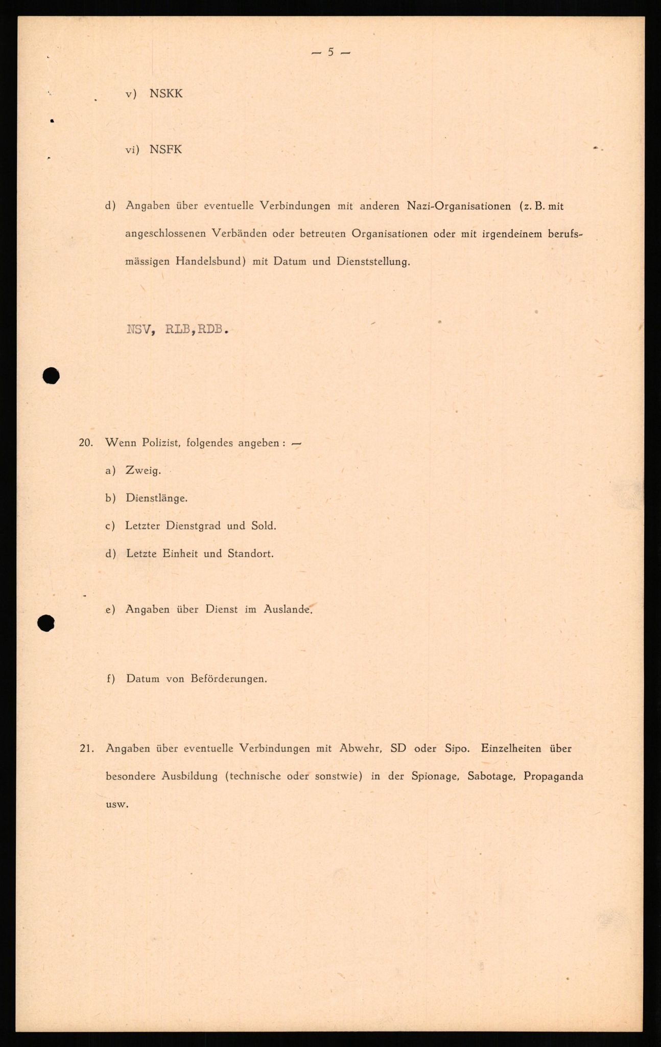 Forsvaret, Forsvarets overkommando II, RA/RAFA-3915/D/Db/L0020: CI Questionaires. Tyske okkupasjonsstyrker i Norge. Tyskere., 1945-1946, p. 330