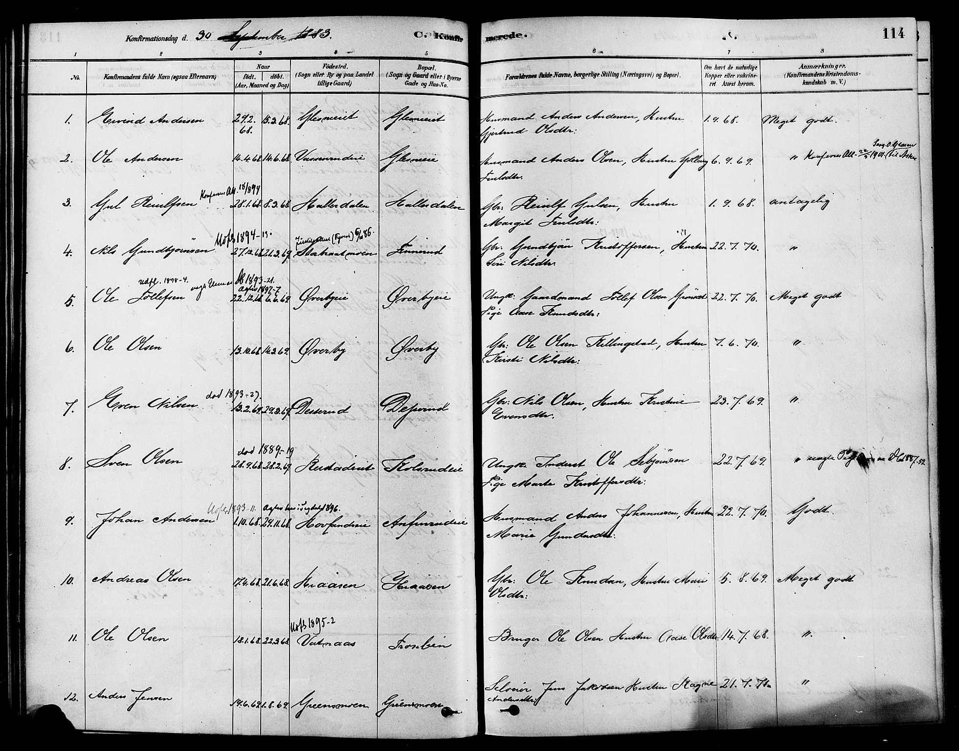 Sigdal kirkebøker, SAKO/A-245/F/Fa/L0011: Parish register (official) no. I 11, 1879-1887, p. 114