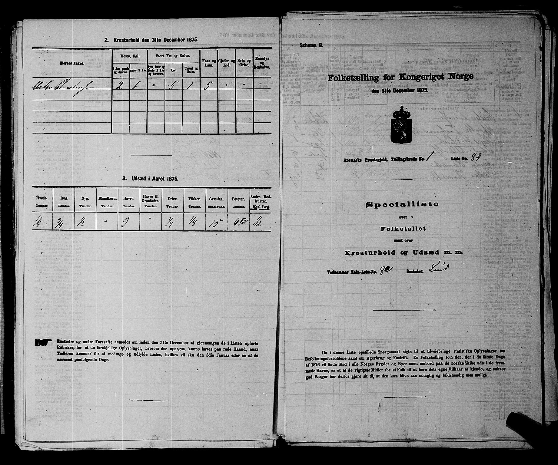RA, 1875 census for 0118P Aremark, 1875, p. 96