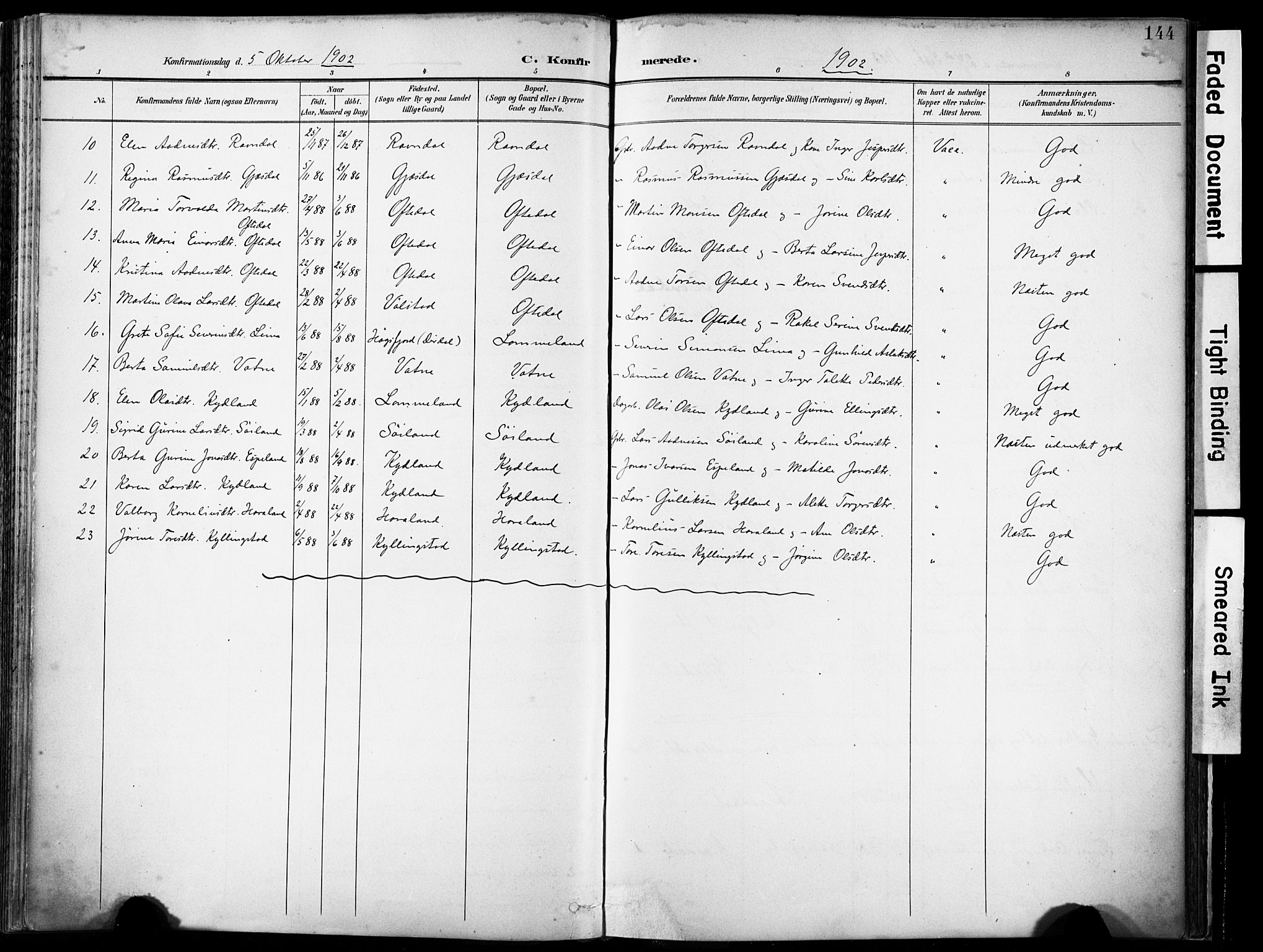 Lye sokneprestkontor, SAST/A-101794/001/30BA/L0012: Parish register (official) no. A 11, 1896-1909, p. 144