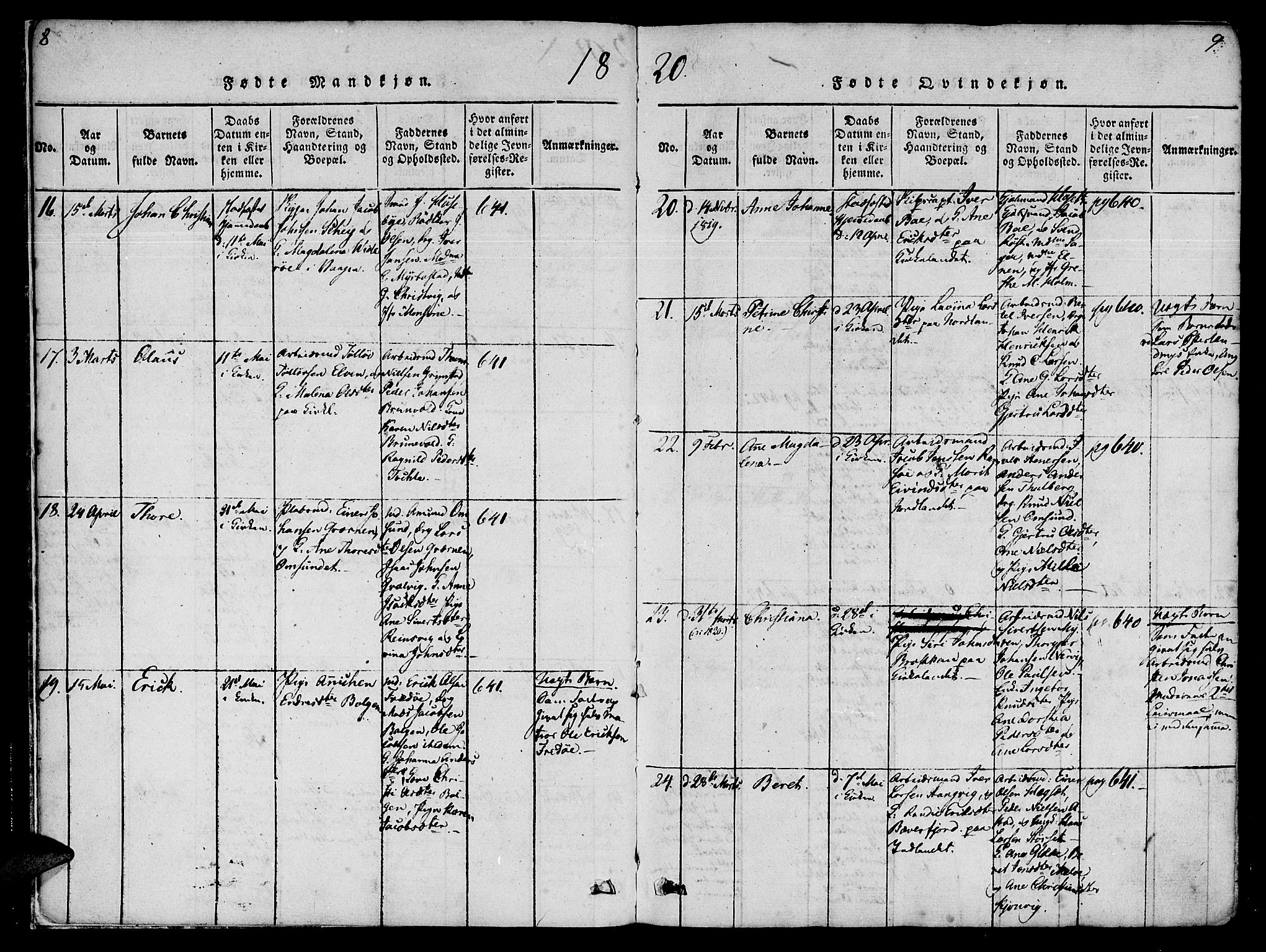Ministerialprotokoller, klokkerbøker og fødselsregistre - Møre og Romsdal, AV/SAT-A-1454/572/L0842: Parish register (official) no. 572A05, 1819-1832, p. 8-9