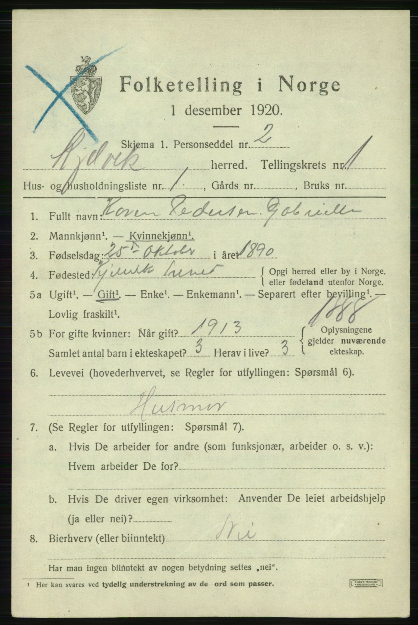 SATØ, 1920 census for Kjelvik, 1920, p. 1147