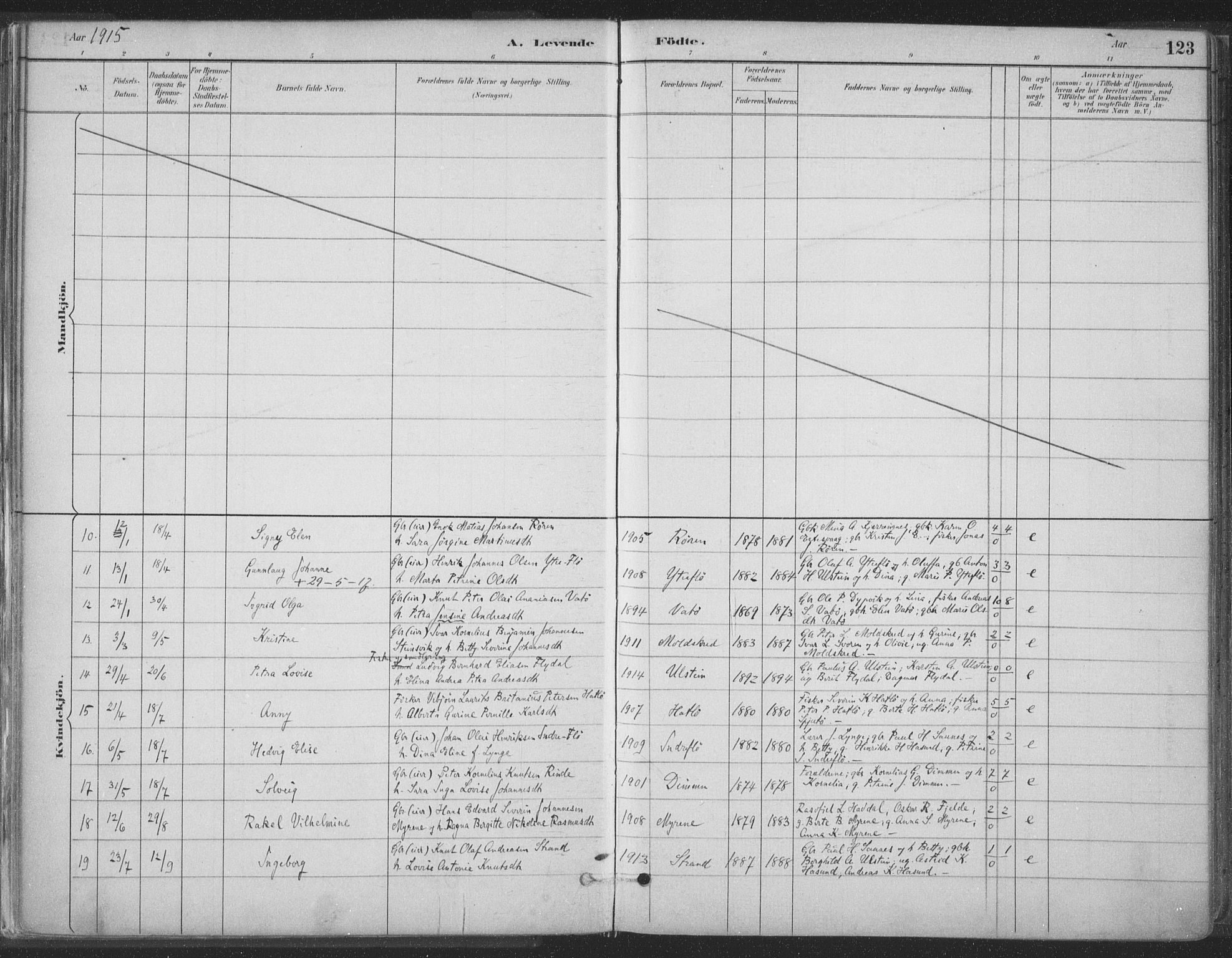 Ministerialprotokoller, klokkerbøker og fødselsregistre - Møre og Romsdal, SAT/A-1454/509/L0106: Parish register (official) no. 509A04, 1883-1922, p. 123