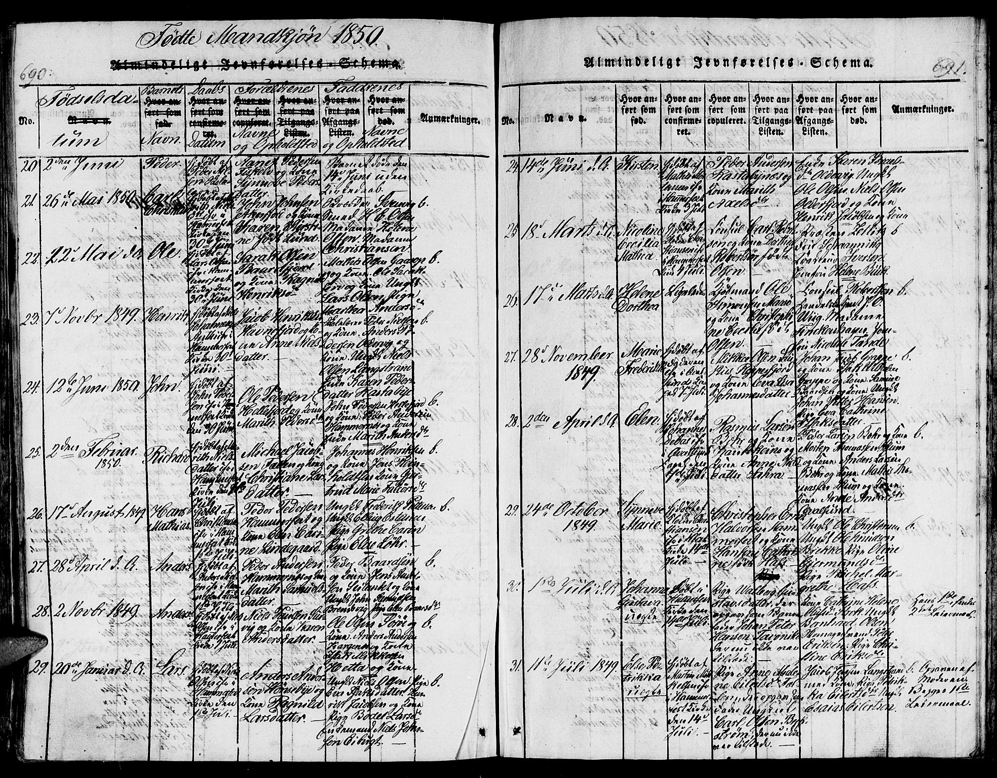 Hammerfest sokneprestkontor, AV/SATØ-S-1347/H/Hb/L0001.klokk: Parish register (copy) no. 1, 1822-1850, p. 690-691