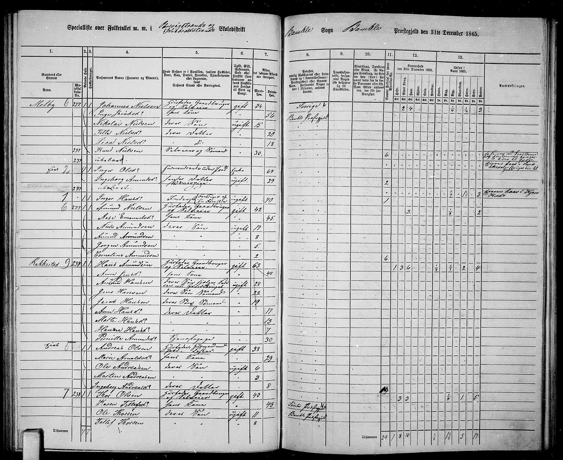 RA, 1865 census for Bamble, 1865, p. 131