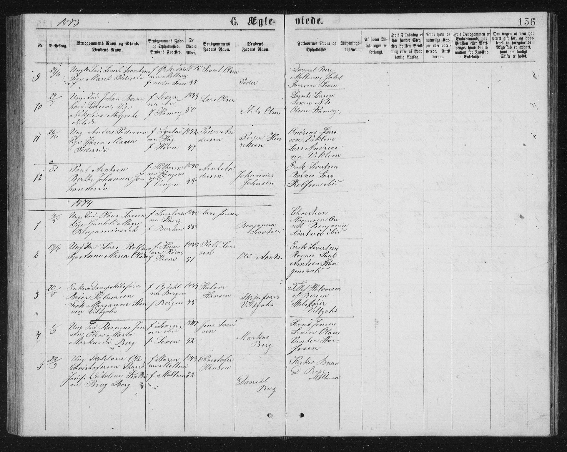 Ministerialprotokoller, klokkerbøker og fødselsregistre - Sør-Trøndelag, SAT/A-1456/662/L0756: Parish register (copy) no. 662C01, 1869-1891, p. 156