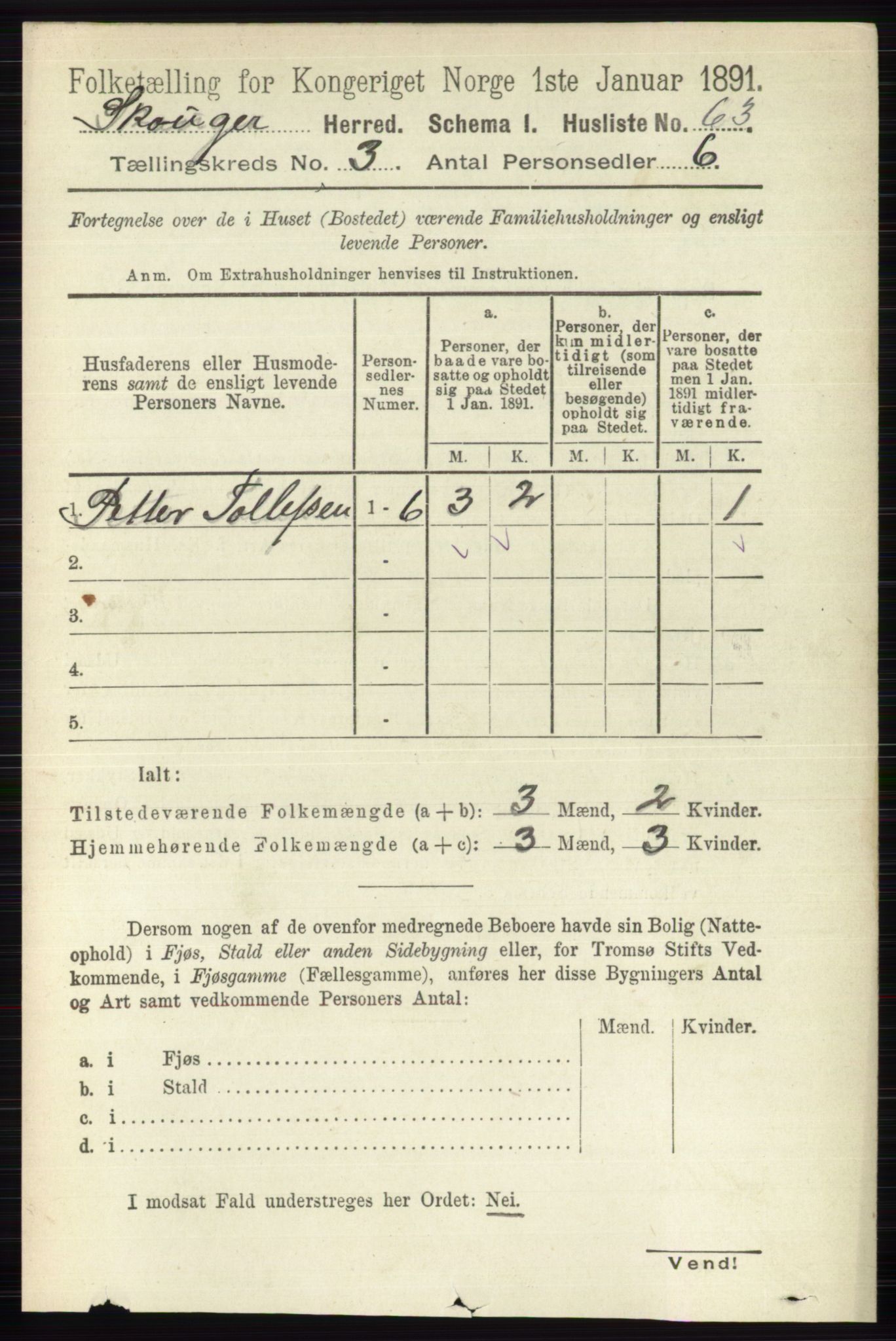 RA, 1891 census for 0712 Skoger, 1891, p. 1554