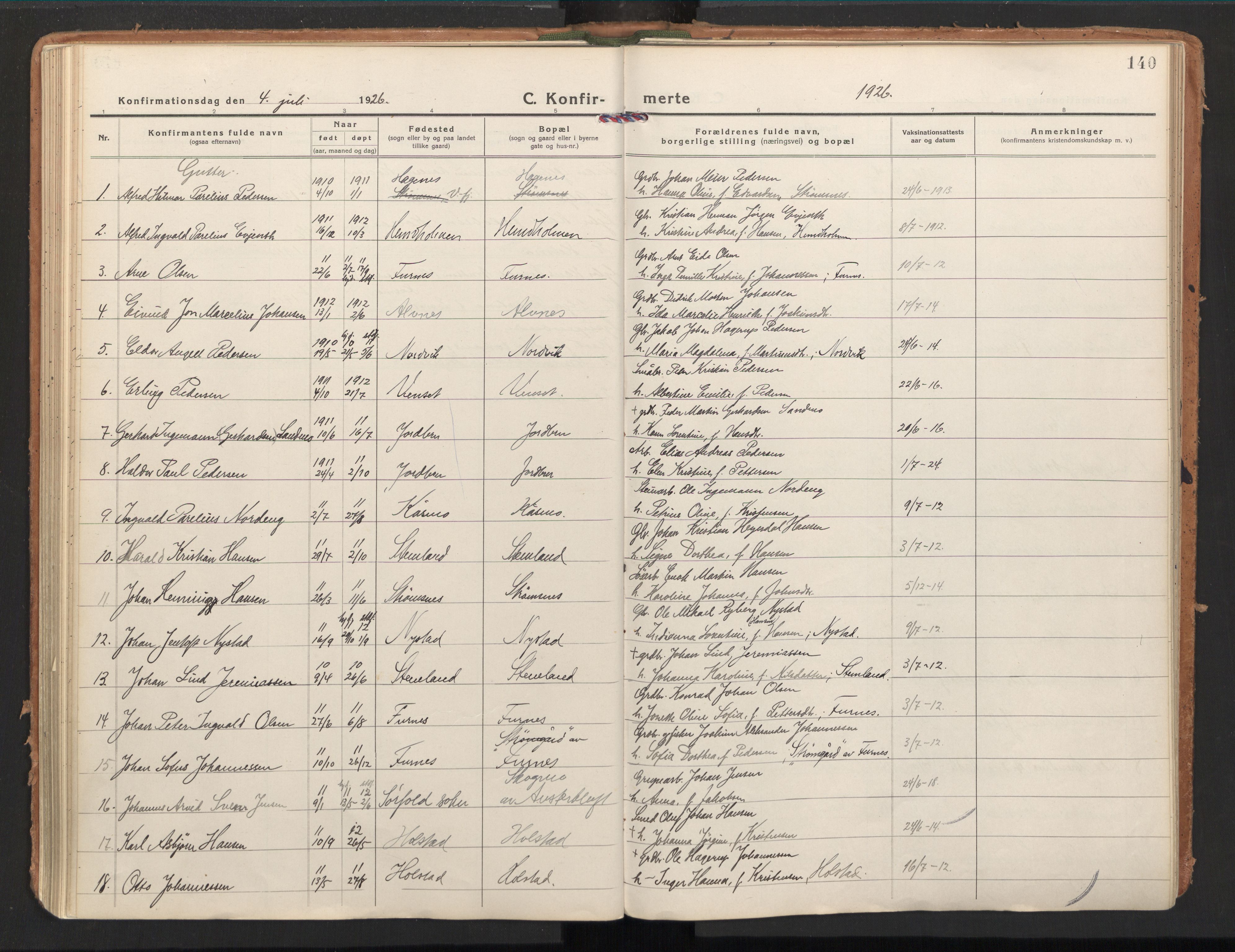 Ministerialprotokoller, klokkerbøker og fødselsregistre - Nordland, SAT/A-1459/851/L0725: Parish register (official) no. 851A02, 1922-1944, p. 140