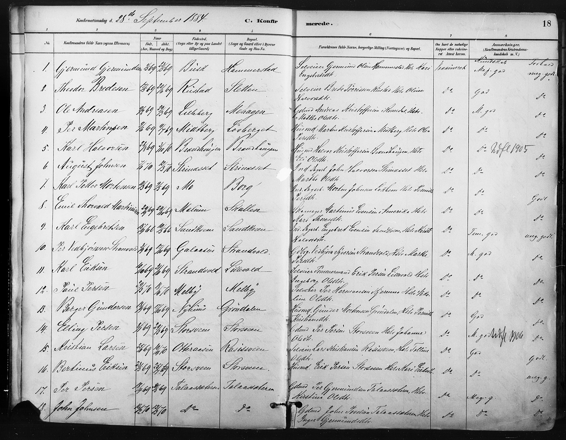 Trysil prestekontor, AV/SAH-PREST-046/H/Ha/Haa/L0009: Parish register (official) no. 9, 1881-1897, p. 18