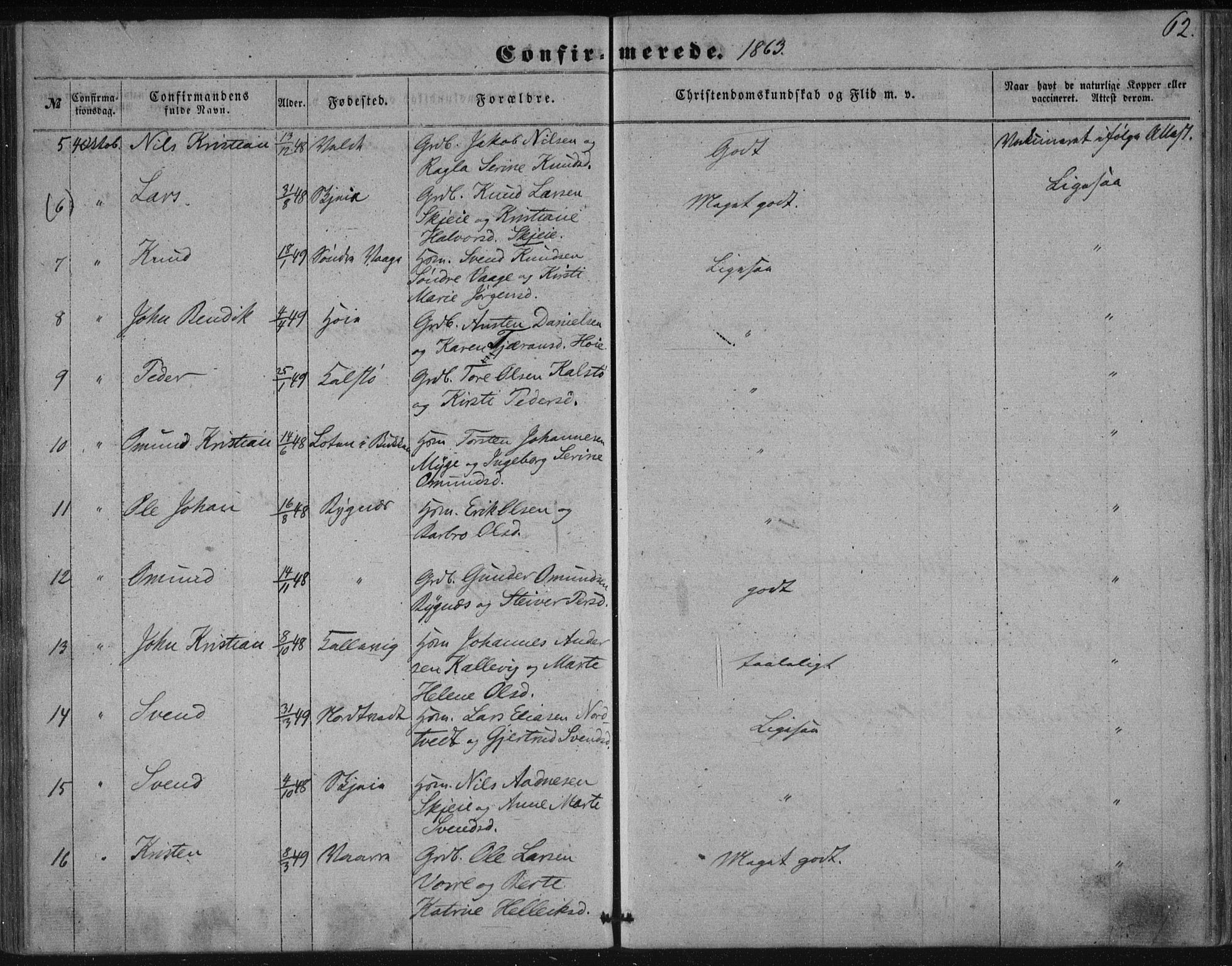 Avaldsnes sokneprestkontor, AV/SAST-A -101851/H/Ha/Haa/L0009: Parish register (official) no. A 9, 1853-1865, p. 62