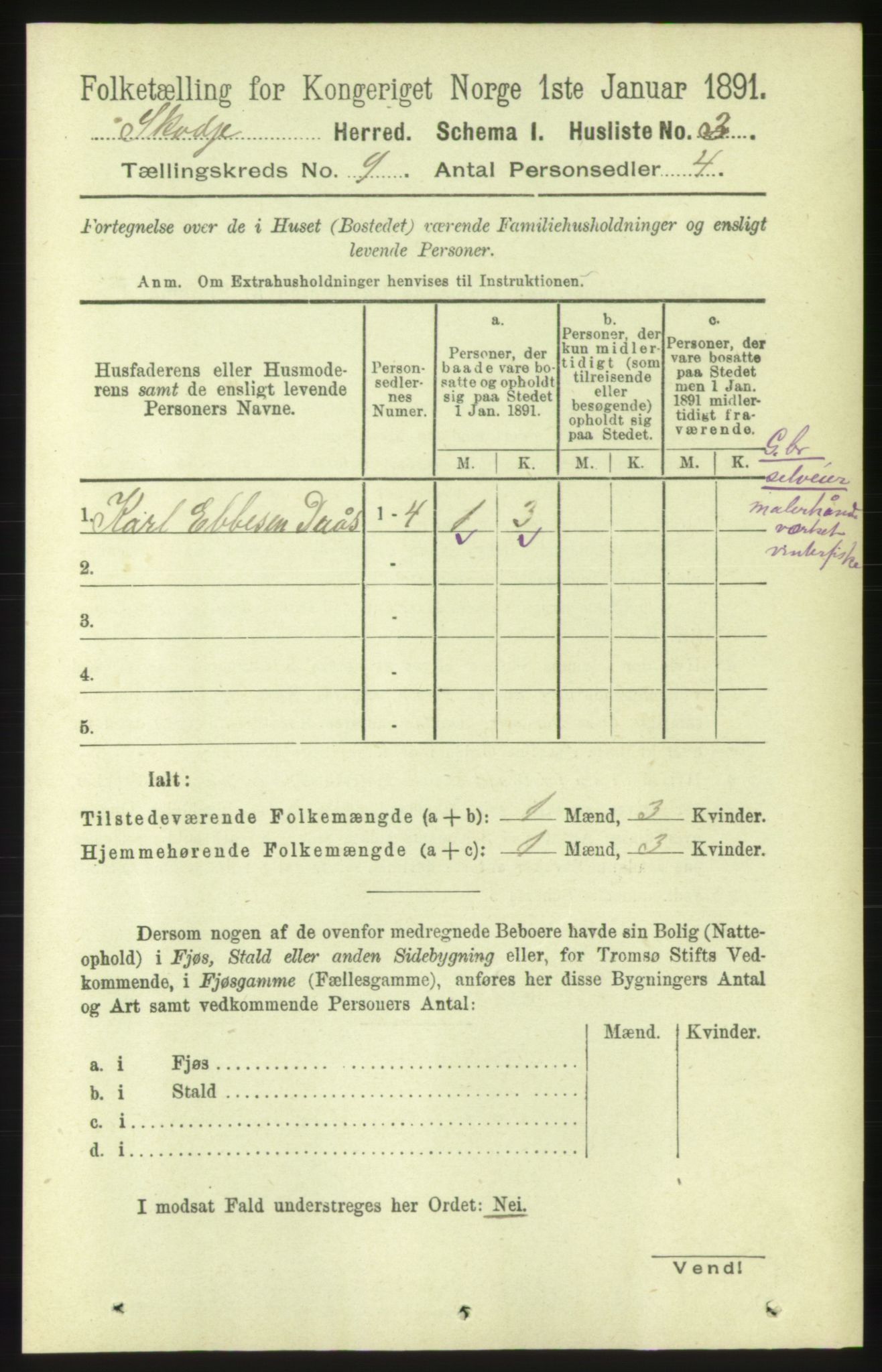 RA, 1891 census for 1529 Skodje, 1891, p. 1843