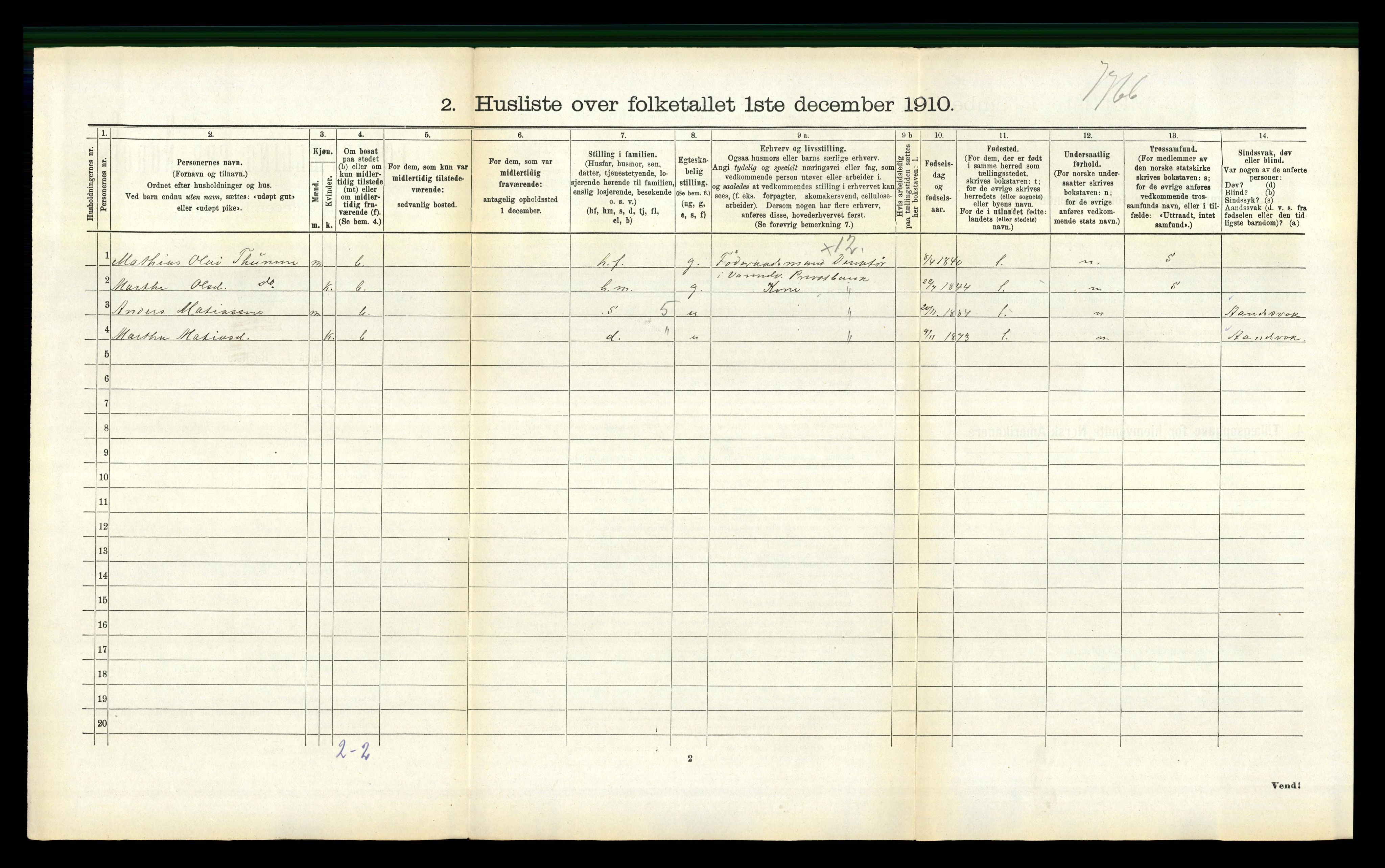 RA, 1910 census for Vanylven, 1910, p. 292