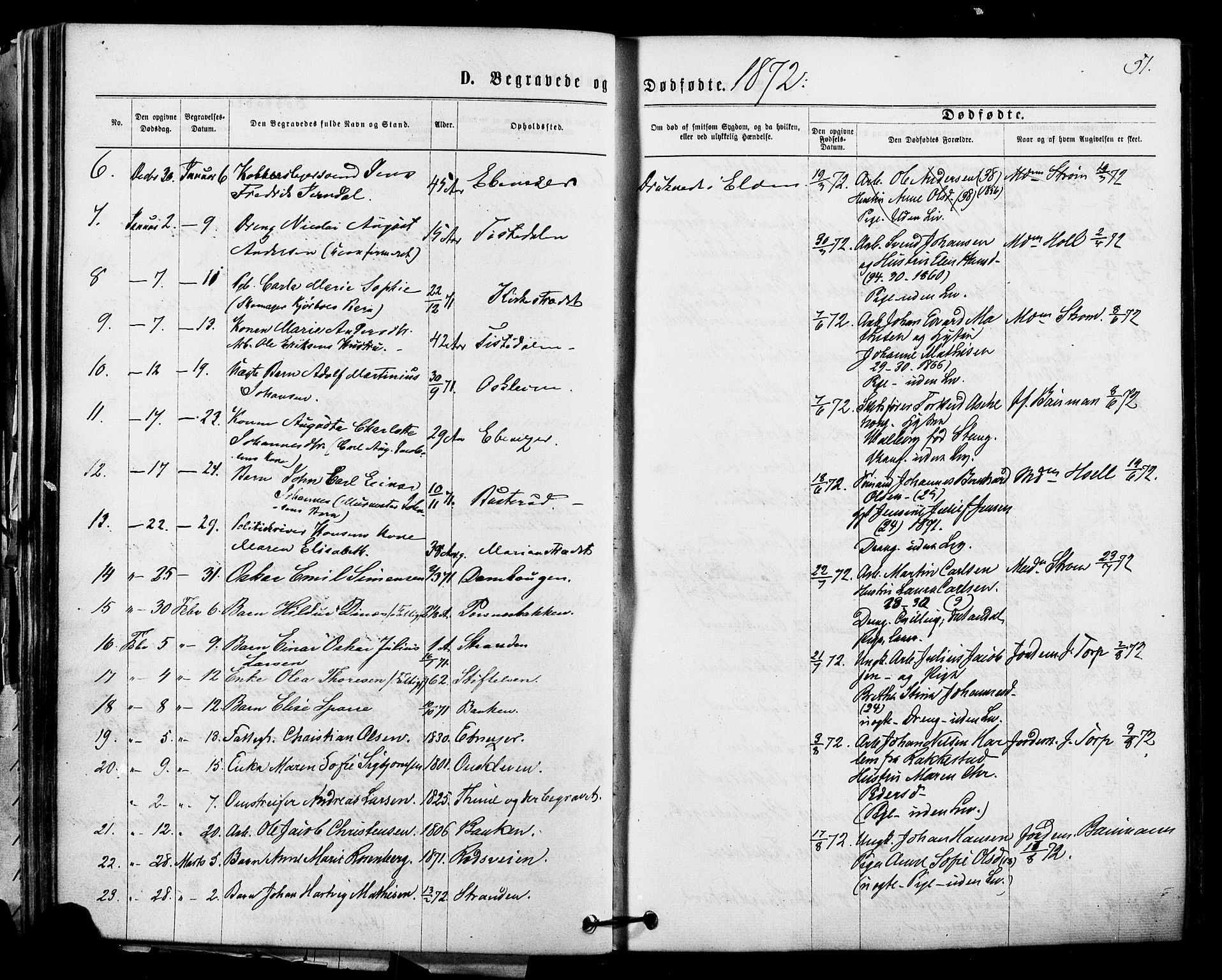 Halden prestekontor Kirkebøker, SAO/A-10909/F/Fa/L0010: Parish register (official) no. I 10, 1866-1877, p. 51