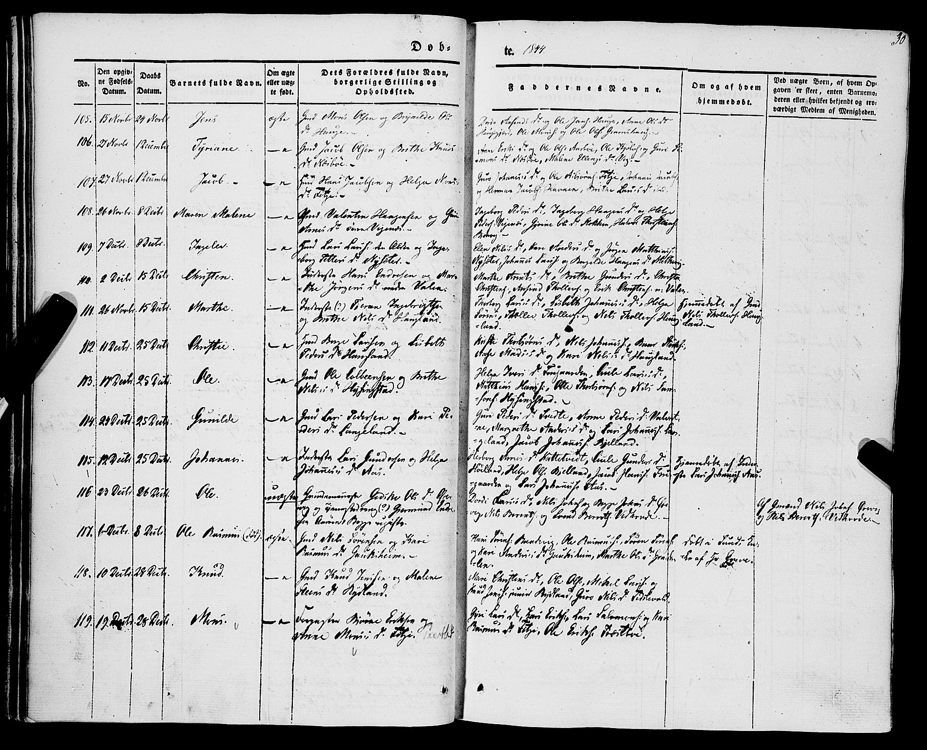 Stord sokneprestembete, AV/SAB-A-78201/H/Haa: Parish register (official) no. A 7, 1841-1861, p. 30