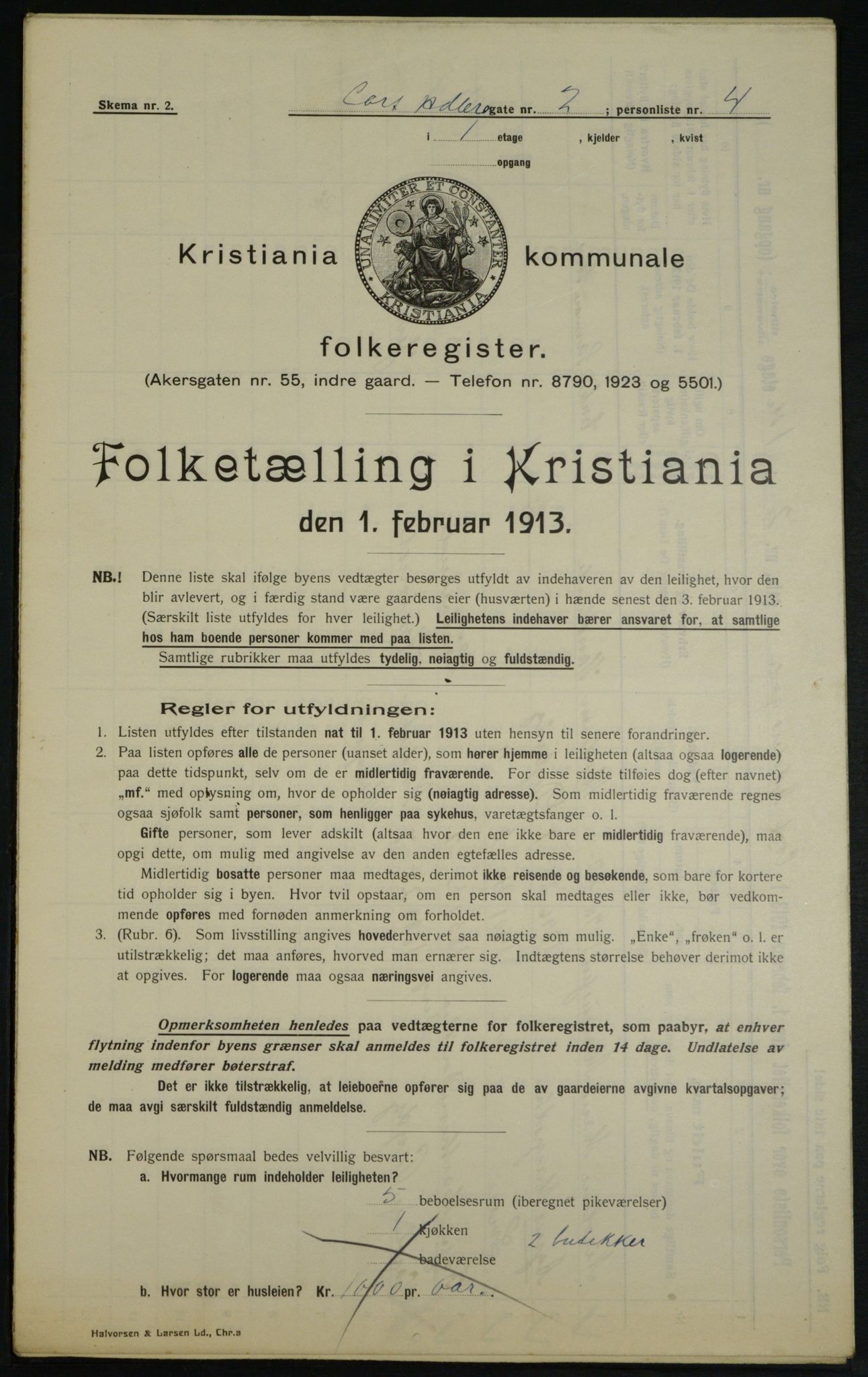 OBA, Municipal Census 1913 for Kristiania, 1913, p. 13648