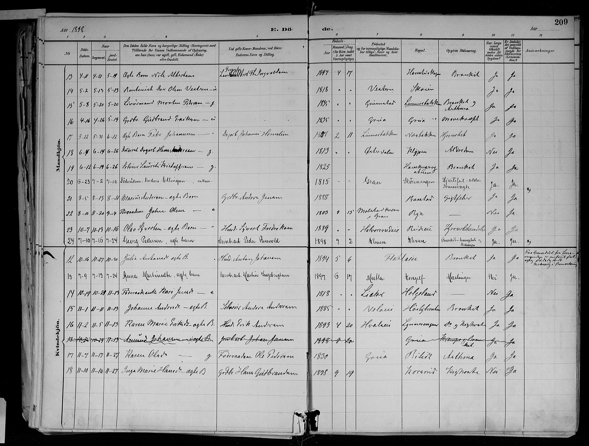 Jevnaker prestekontor, AV/SAH-PREST-116/H/Ha/Haa/L0010: Parish register (official) no. 10, 1891-1906, p. 209