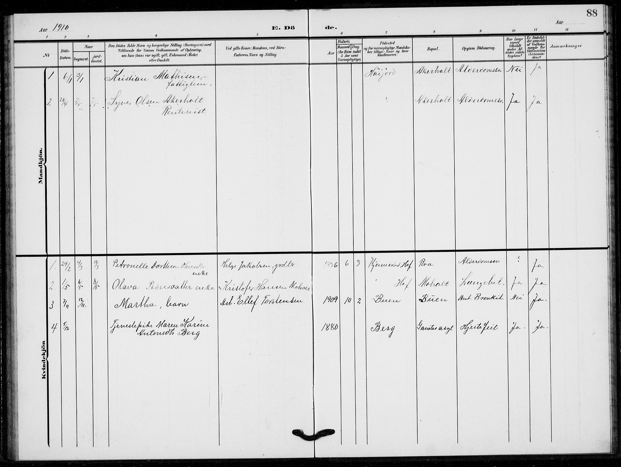 Hof kirkebøker, AV/SAKO-A-64/G/Gb/L0003: Parish register (copy) no. II 3, 1902-1917, p. 88