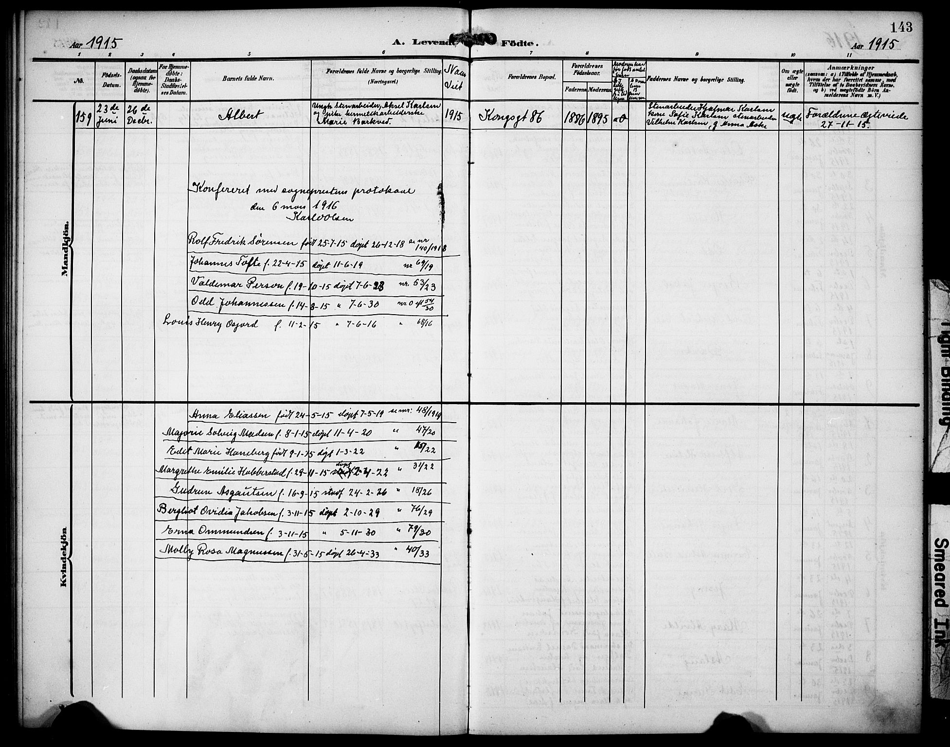 St. Petri sokneprestkontor, AV/SAST-A-101813/001/30/30BB/L0010: Parish register (copy) no. B 10, 1905-1917, p. 143