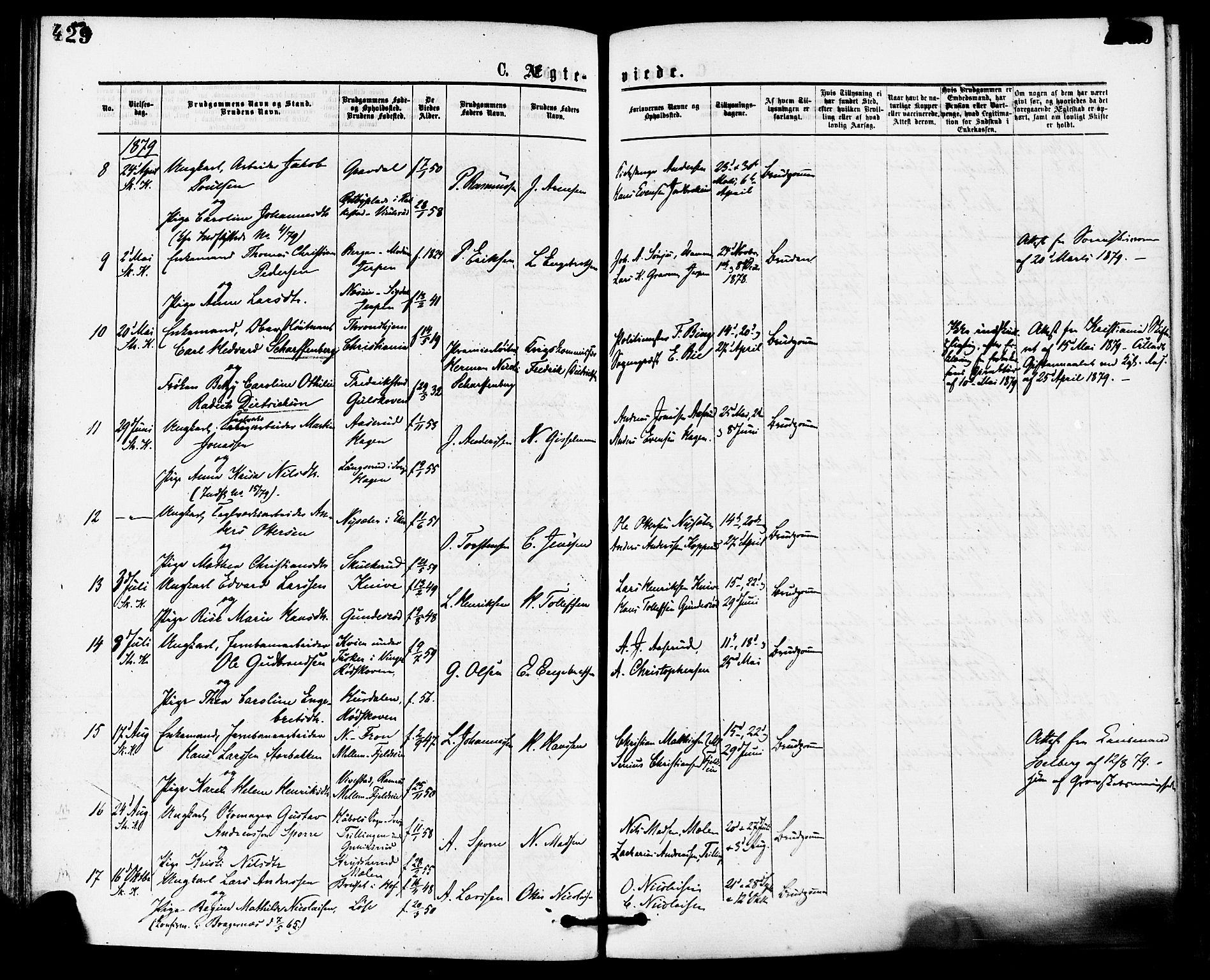 Skoger kirkebøker, SAKO/A-59/F/Fa/L0005: Parish register (official) no. I 5, 1873-1884, p. 429-430