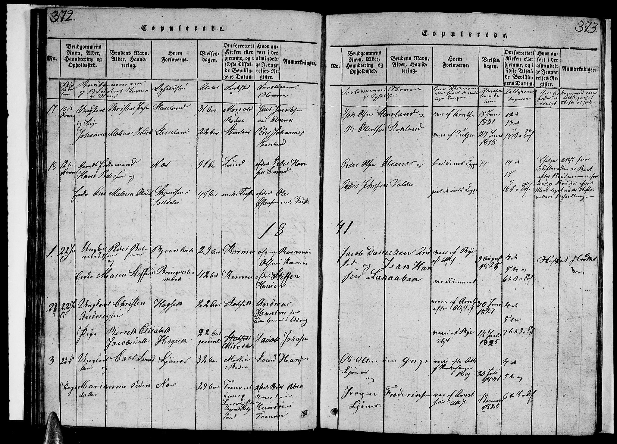 Ministerialprotokoller, klokkerbøker og fødselsregistre - Nordland, AV/SAT-A-1459/852/L0752: Parish register (copy) no. 852C03, 1840-1855, p. 372-373