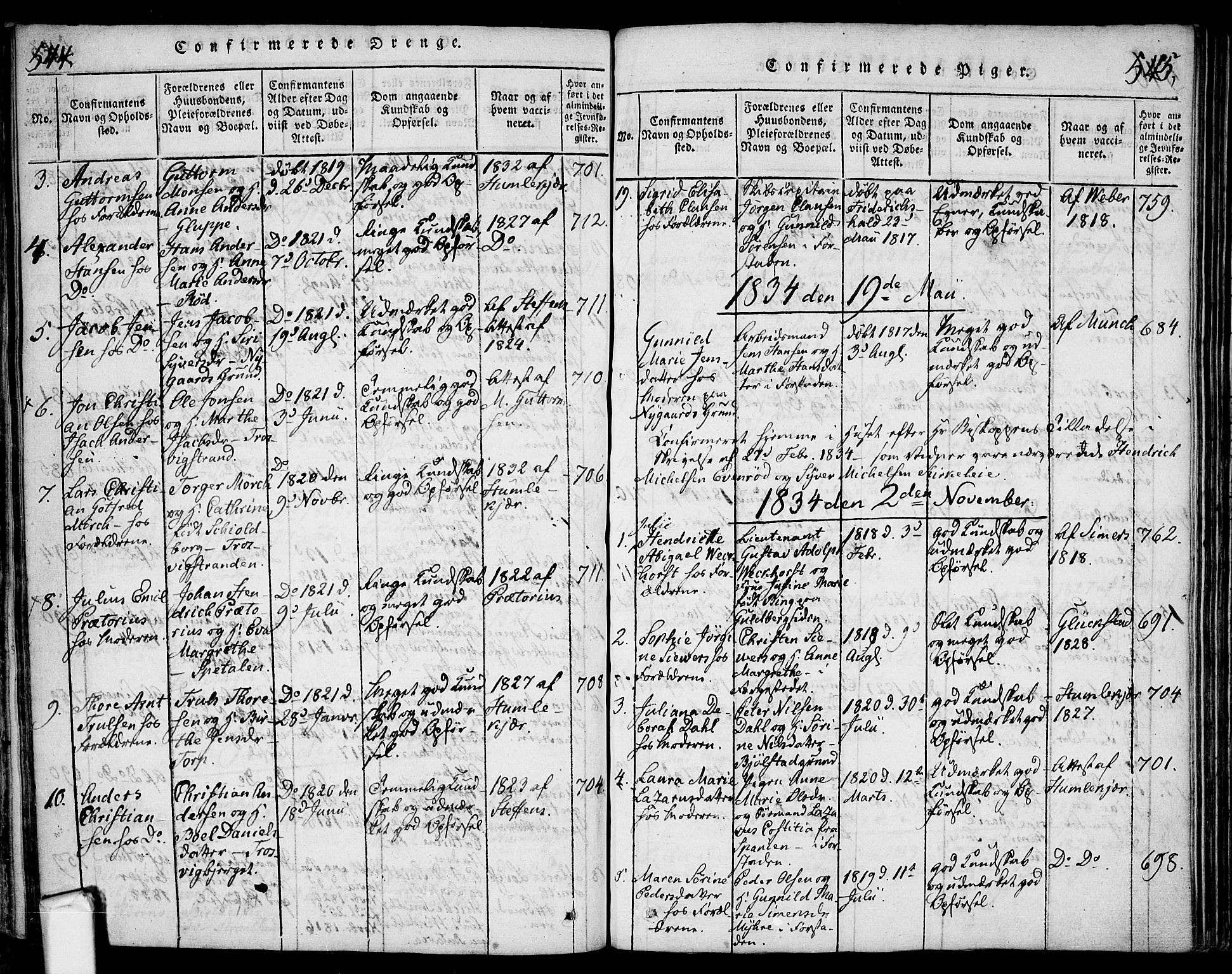 Glemmen prestekontor Kirkebøker, AV/SAO-A-10908/F/Fa/L0004: Parish register (official) no. 4, 1816-1838, p. 544-545