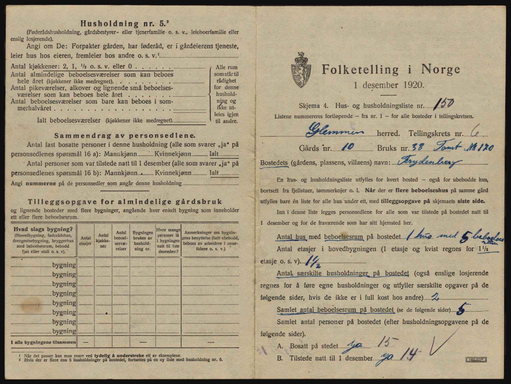 SAO, 1920 census for Glemmen, 1920, p. 2457