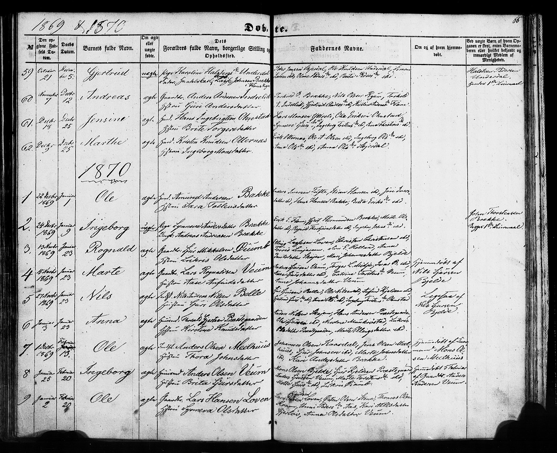 Aurland sokneprestembete, SAB/A-99937/H/Ha/Haa/L0008: Parish register (official) no. A 8, 1853-1879, p. 66