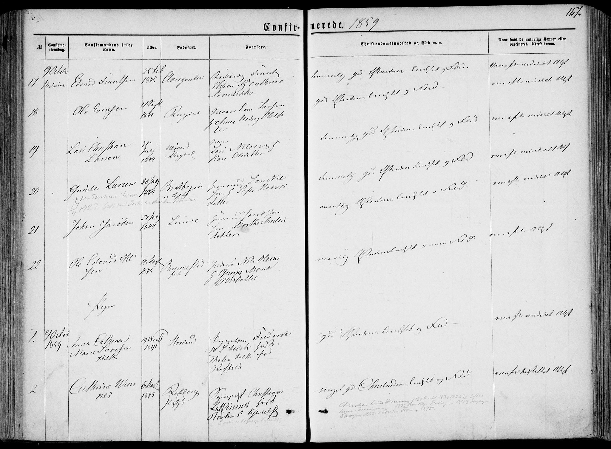 Hedrum kirkebøker, AV/SAKO-A-344/F/Fa/L0007: Parish register (official) no. I 7, 1857-1868, p. 167