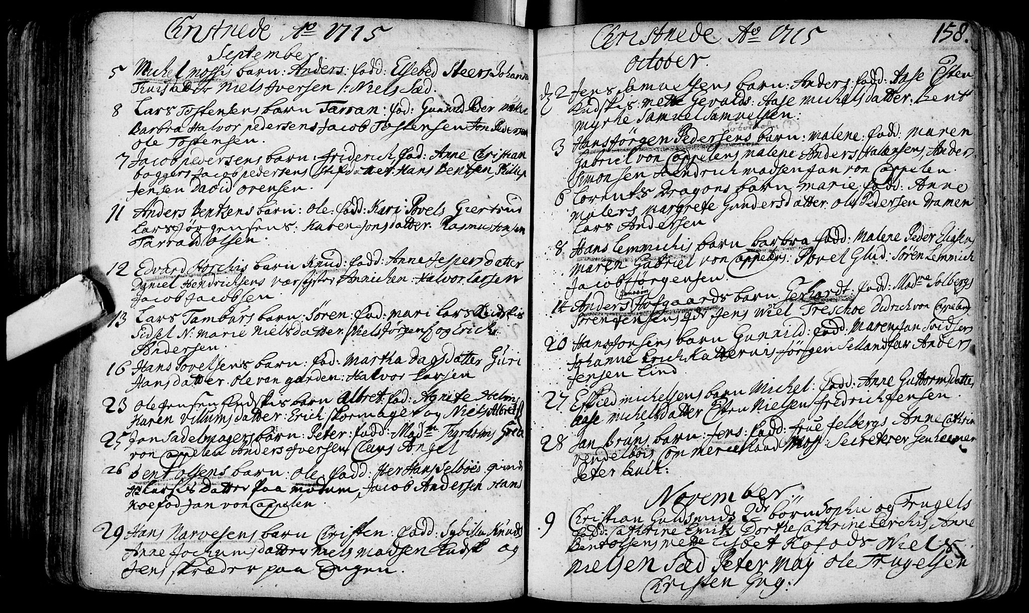 Bragernes kirkebøker, AV/SAKO-A-6/F/Fa/L0003: Parish register (official) no. I 3, 1706-1734, p. 158