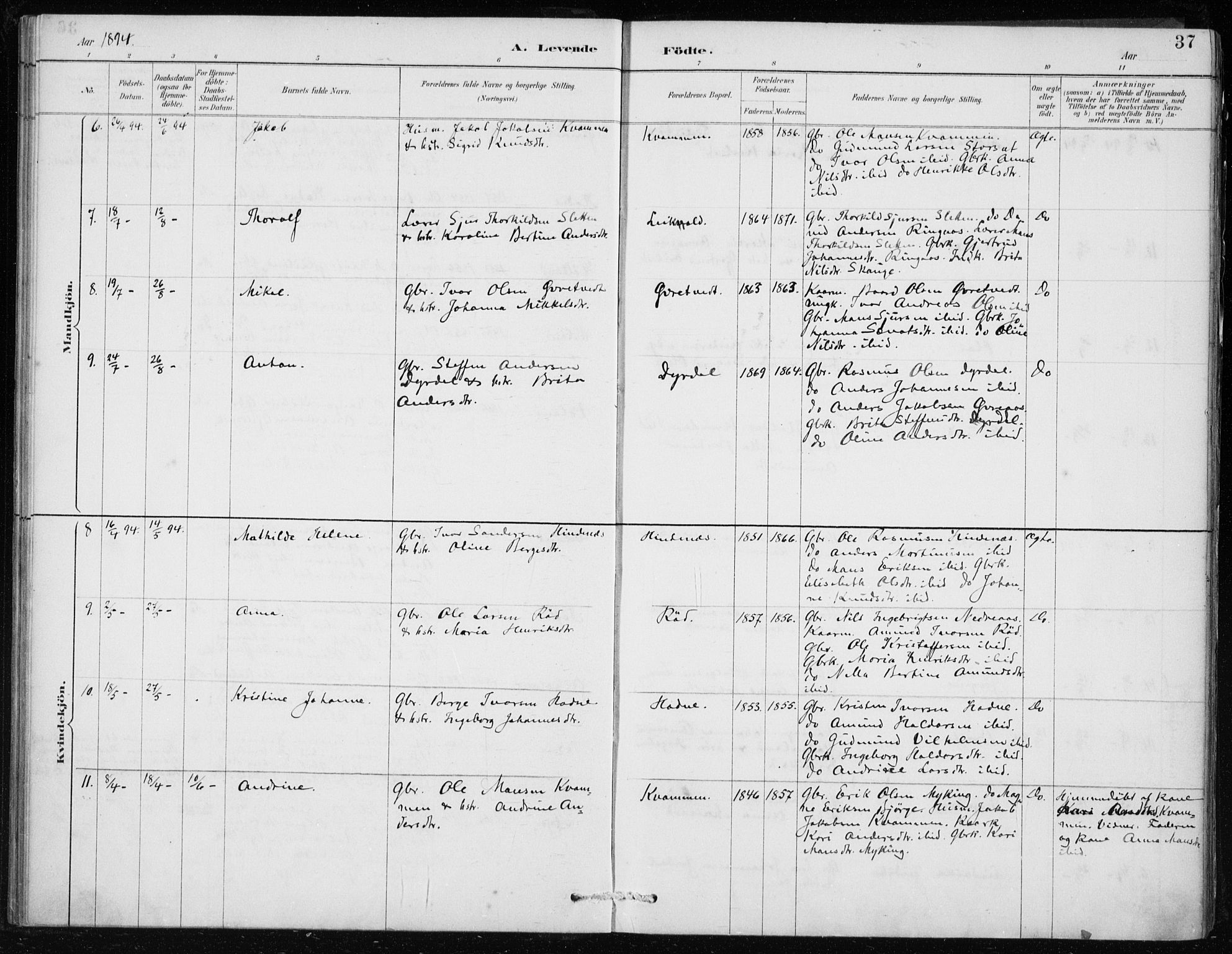 Lindås Sokneprestembete, AV/SAB-A-76701/H/Haa/Haaf/L0001: Parish register (official) no. F  1, 1886-1897, p. 37