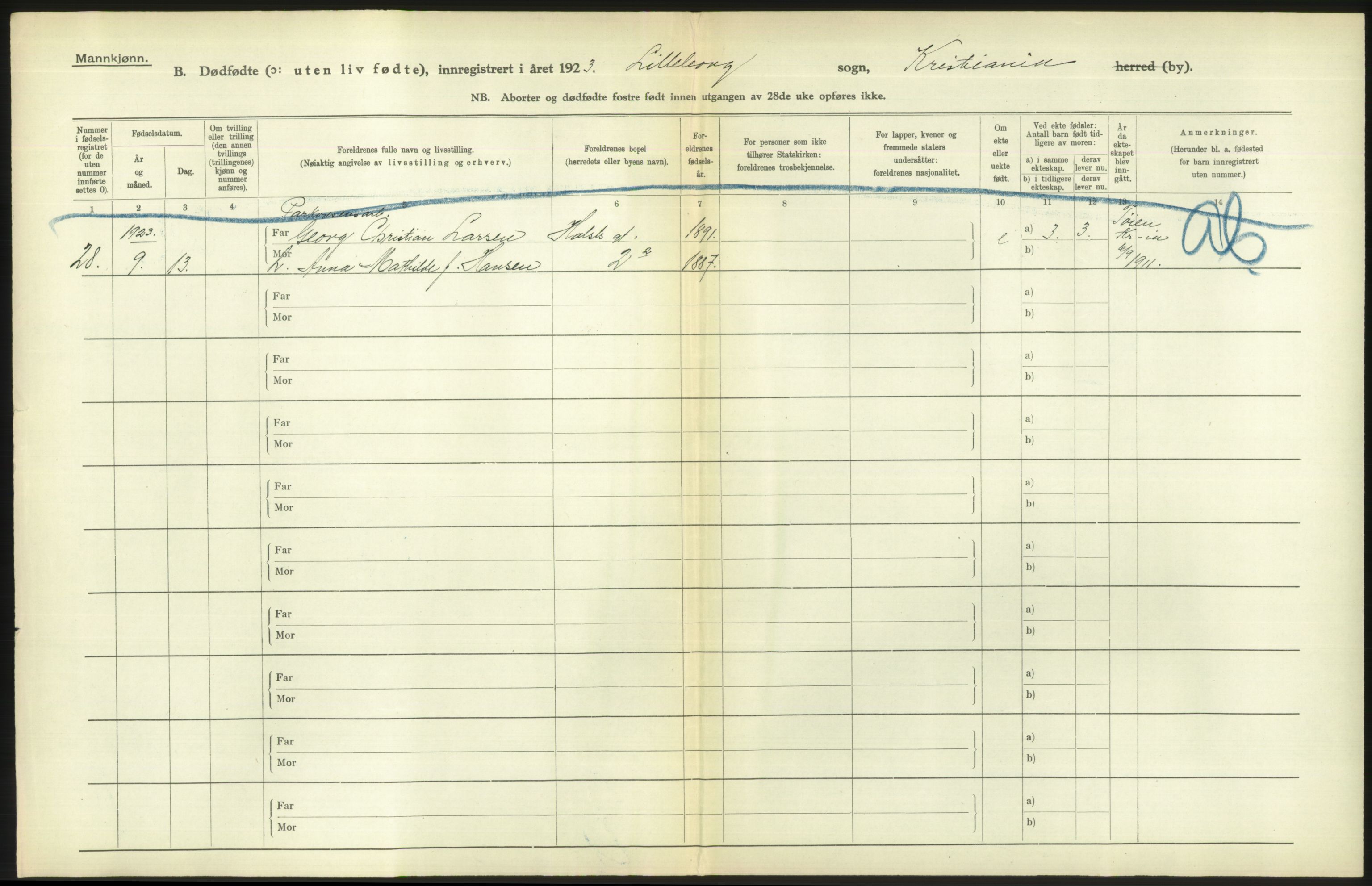 Statistisk sentralbyrå, Sosiodemografiske emner, Befolkning, RA/S-2228/D/Df/Dfc/Dfcc/L0010: Kristiania: Døde, dødfødte, 1923, p. 34