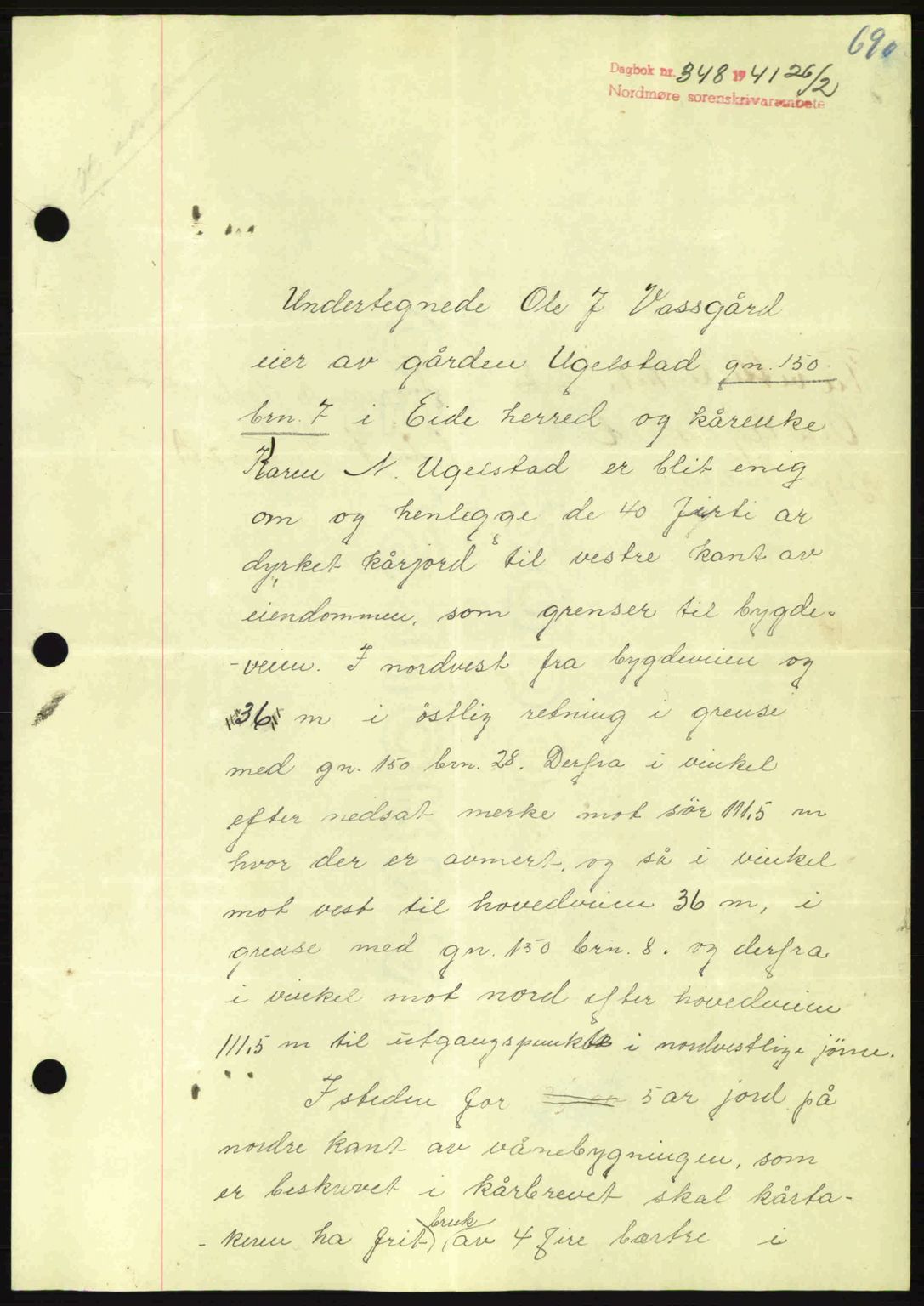 Nordmøre sorenskriveri, AV/SAT-A-4132/1/2/2Ca: Mortgage book no. B87, 1940-1941, Diary no: : 348/1941