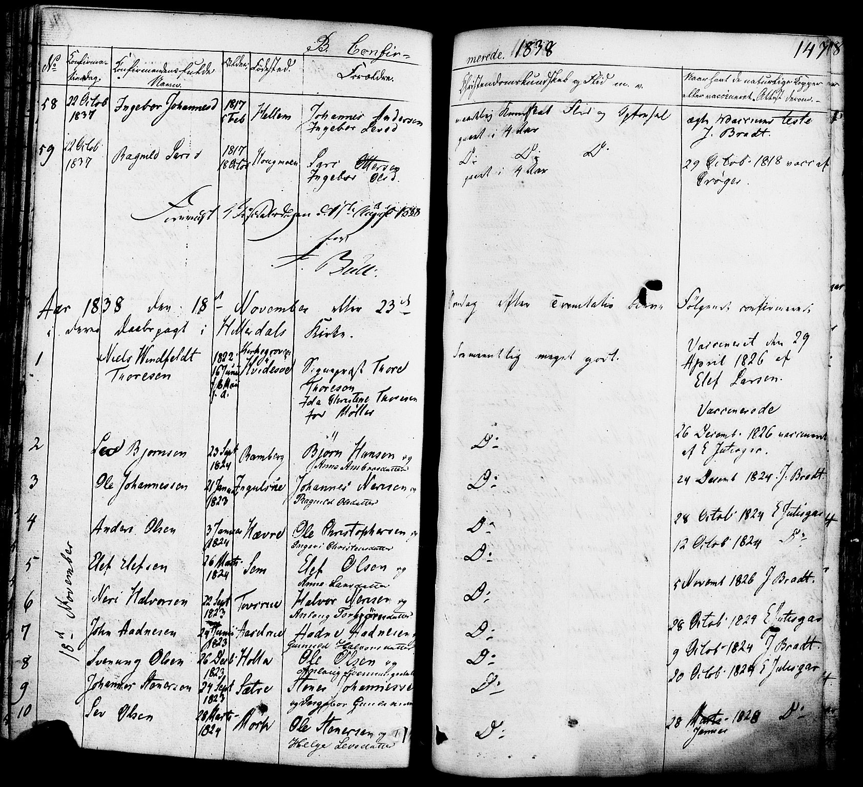 Heddal kirkebøker, AV/SAKO-A-268/F/Fa/L0006: Parish register (official) no. I 6, 1837-1854, p. 147