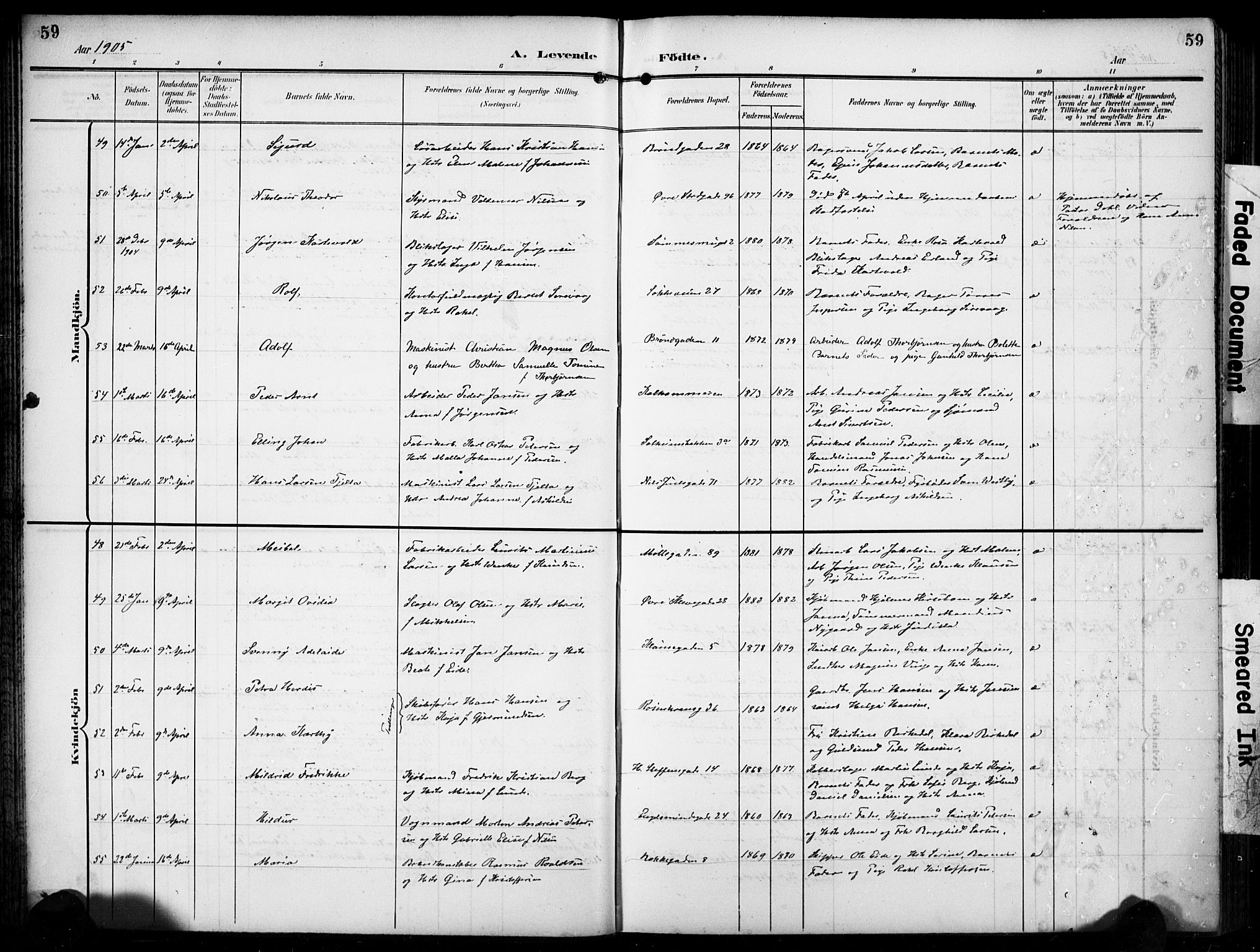 Domkirken sokneprestkontor, AV/SAST-A-101812/001/30/30BB/L0018: Parish register (copy) no. B 18, 1903-1915, p. 59