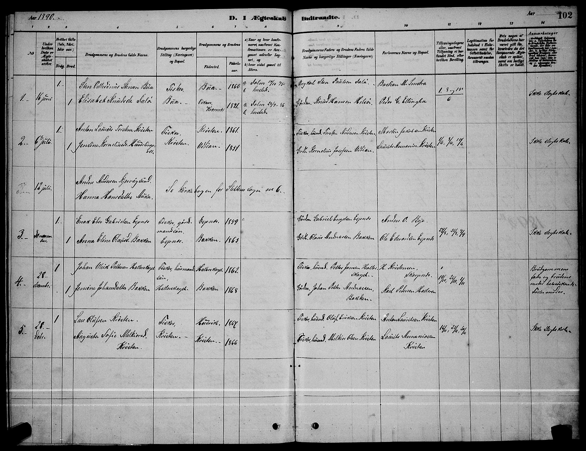 Ministerialprotokoller, klokkerbøker og fødselsregistre - Sør-Trøndelag, SAT/A-1456/641/L0597: Parish register (copy) no. 641C01, 1878-1893, p. 102