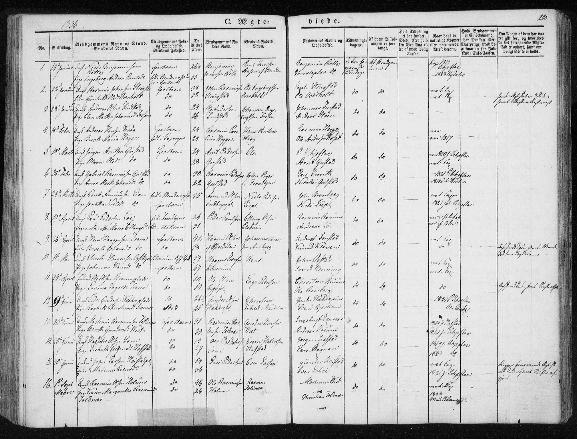 Ministerialprotokoller, klokkerbøker og fødselsregistre - Nord-Trøndelag, SAT/A-1458/735/L0339: Parish register (official) no. 735A06 /1, 1836-1848, p. 203
