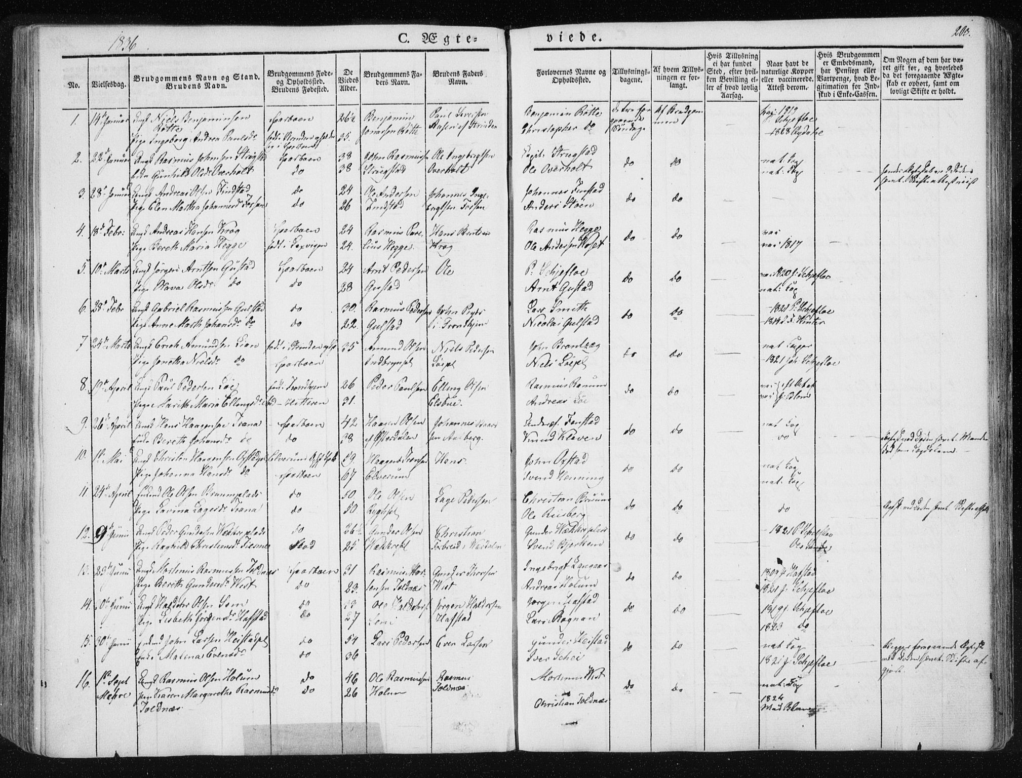 Ministerialprotokoller, klokkerbøker og fødselsregistre - Nord-Trøndelag, AV/SAT-A-1458/735/L0339: Parish register (official) no. 735A06 /1, 1836-1848, p. 203