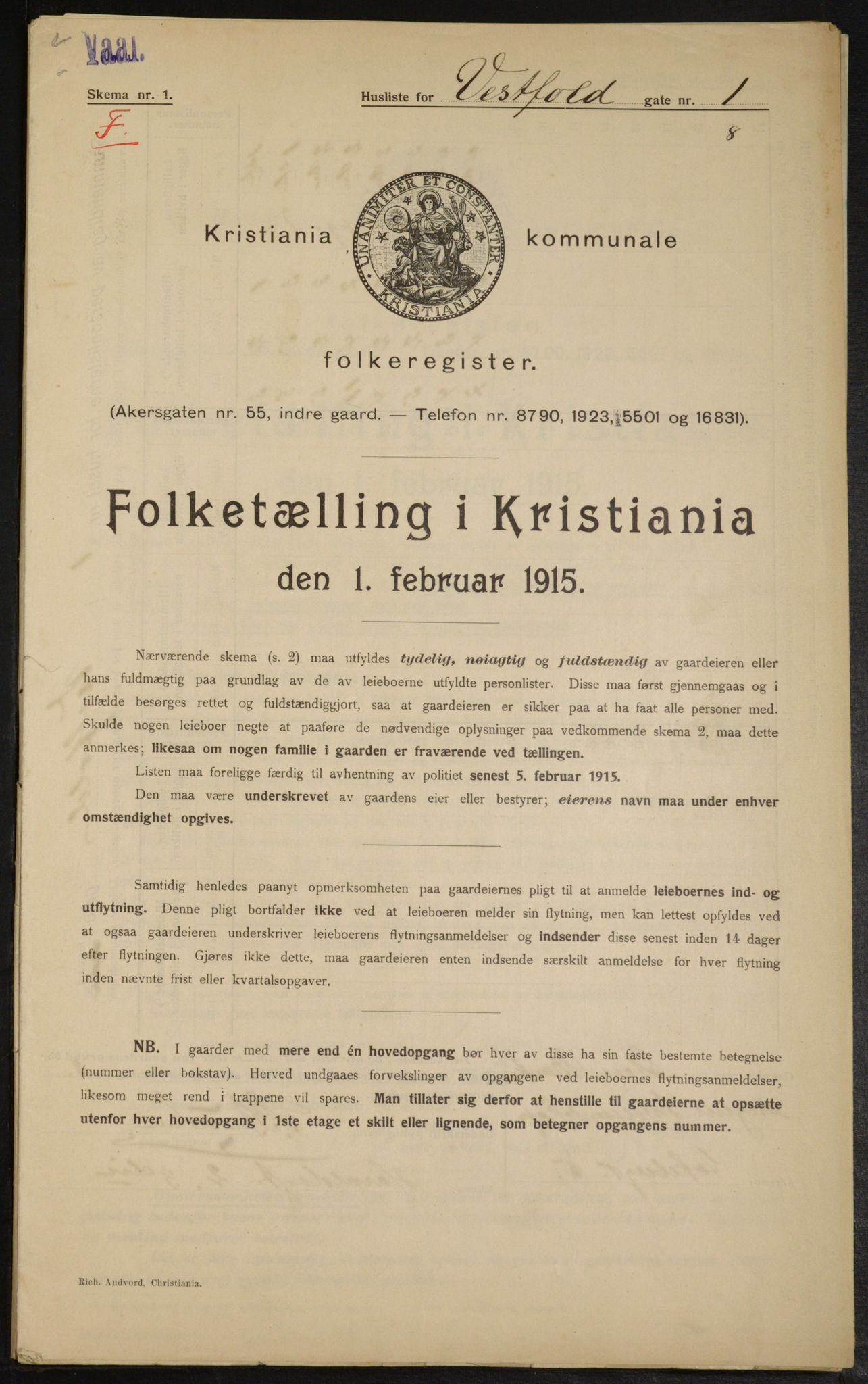 OBA, Municipal Census 1915 for Kristiania, 1915, p. 122966