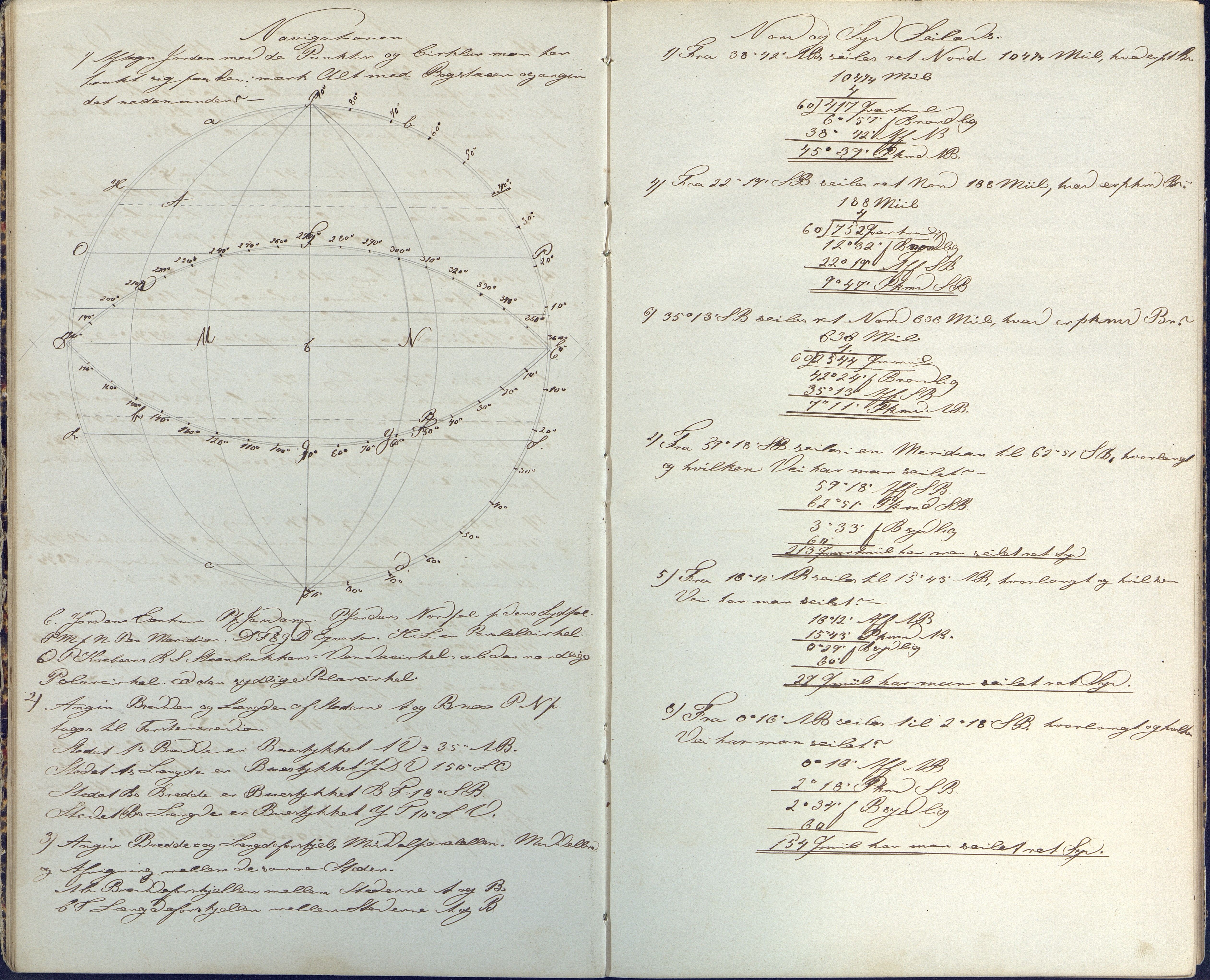 Samling av navigasjonsbøker, AAKS/PA-2806/Y/Y01/L0001/0001: Håndskrevne navigasjonsbøker / Navigationskrivebog tilhørende Anders Dedekam, Arendal, 1863