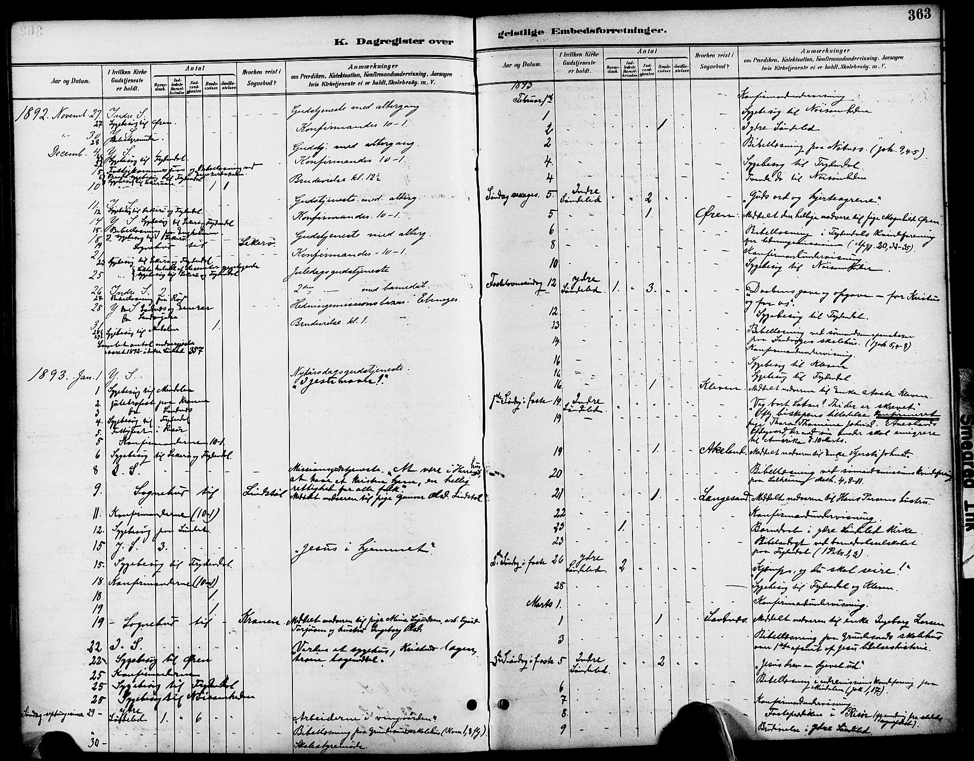 Søndeled sokneprestkontor, AV/SAK-1111-0038/F/Fa/L0005: Parish register (official) no. A 5, 1889-1899, p. 363